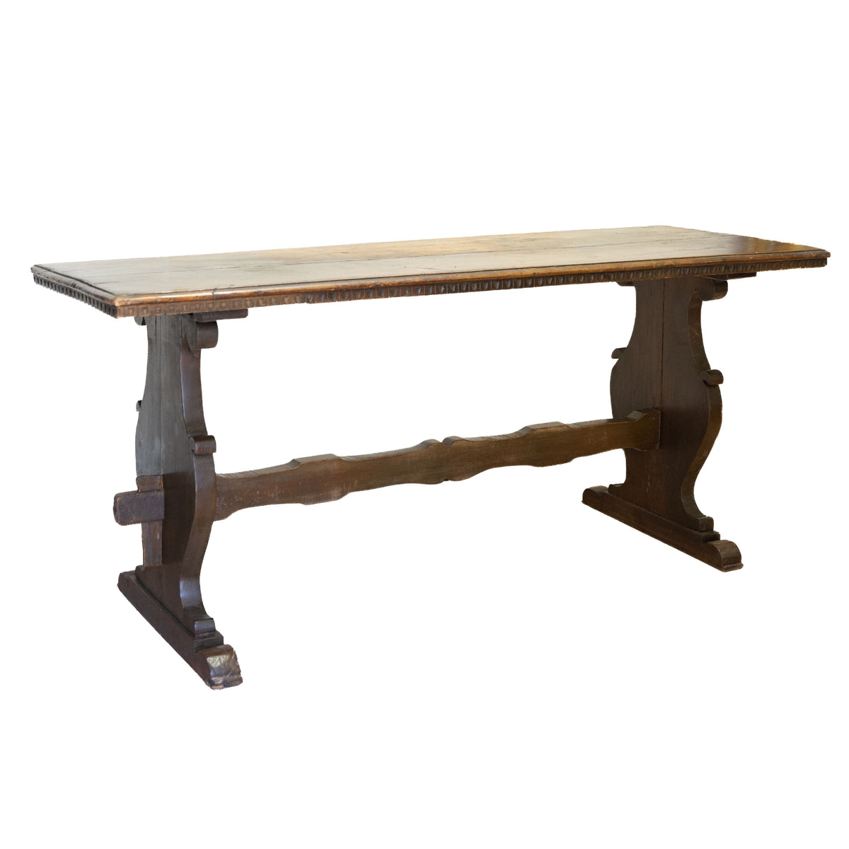 Italian Table with Curved Pedestal & Trestle (72x25x30H)
