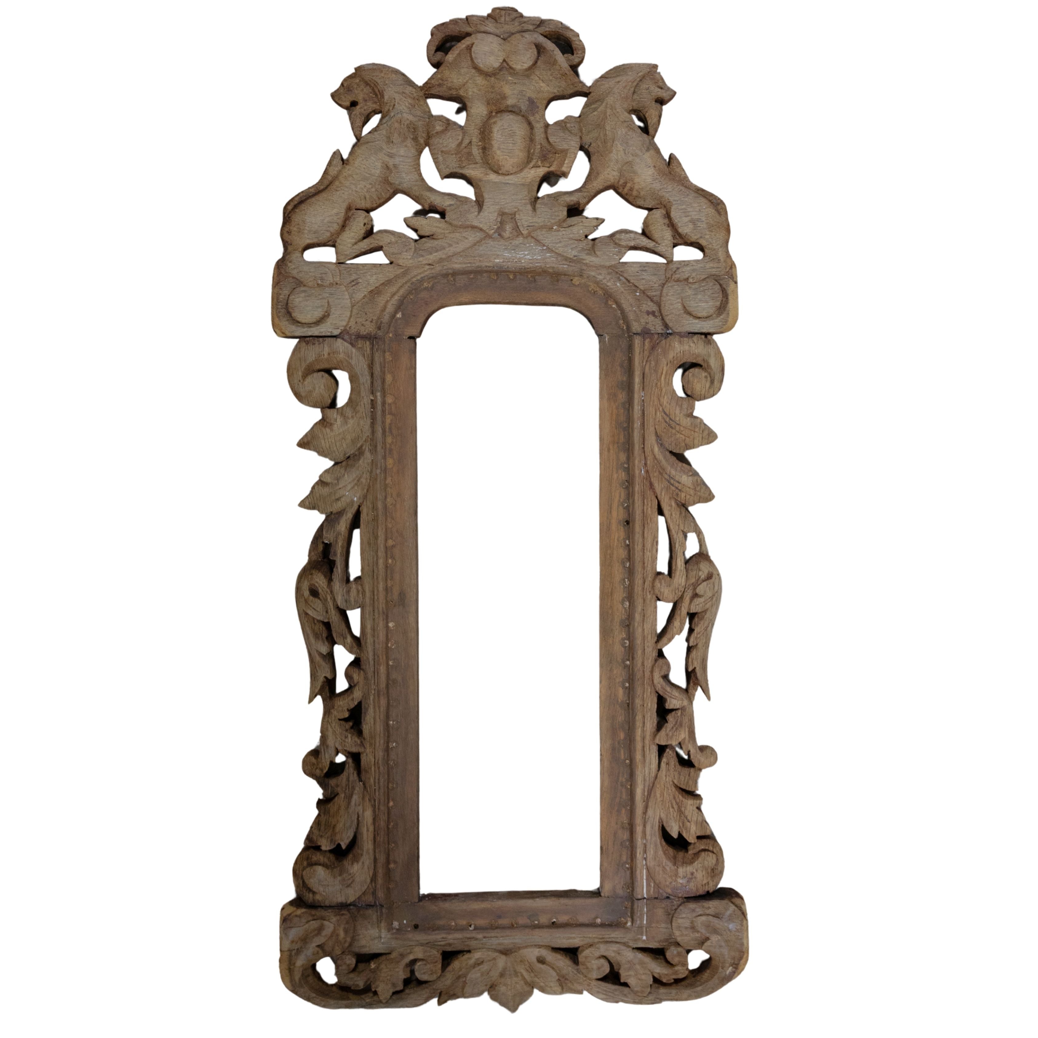 Lion Carved Oak Frame