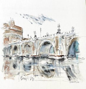 Sarah Robertson -  Tiber River, Castle of Angels, Rome (12 x 12)