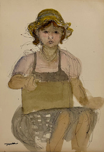Heritage - Girl with a Straw Hat by Jacques Petit (12 x 8)
