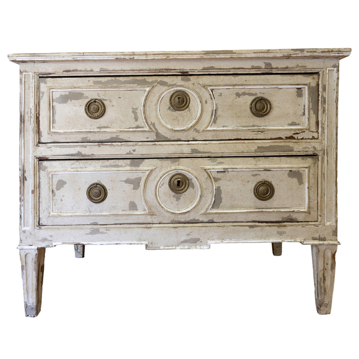 Louis XVI-Style Commode with Circular Details & Original Hardware