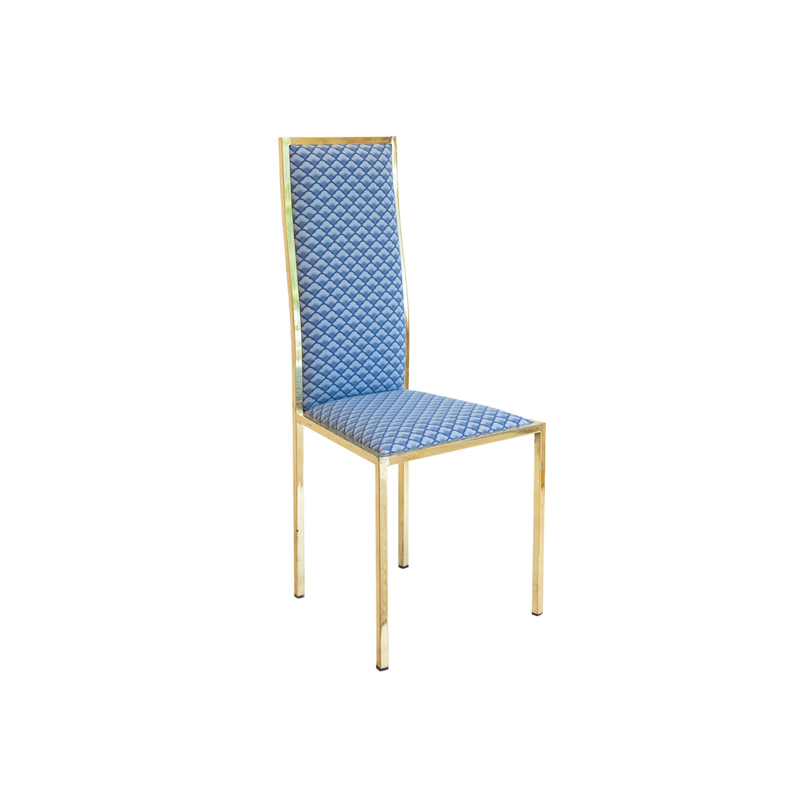 1970s Pair of Brass Chairs in Blue