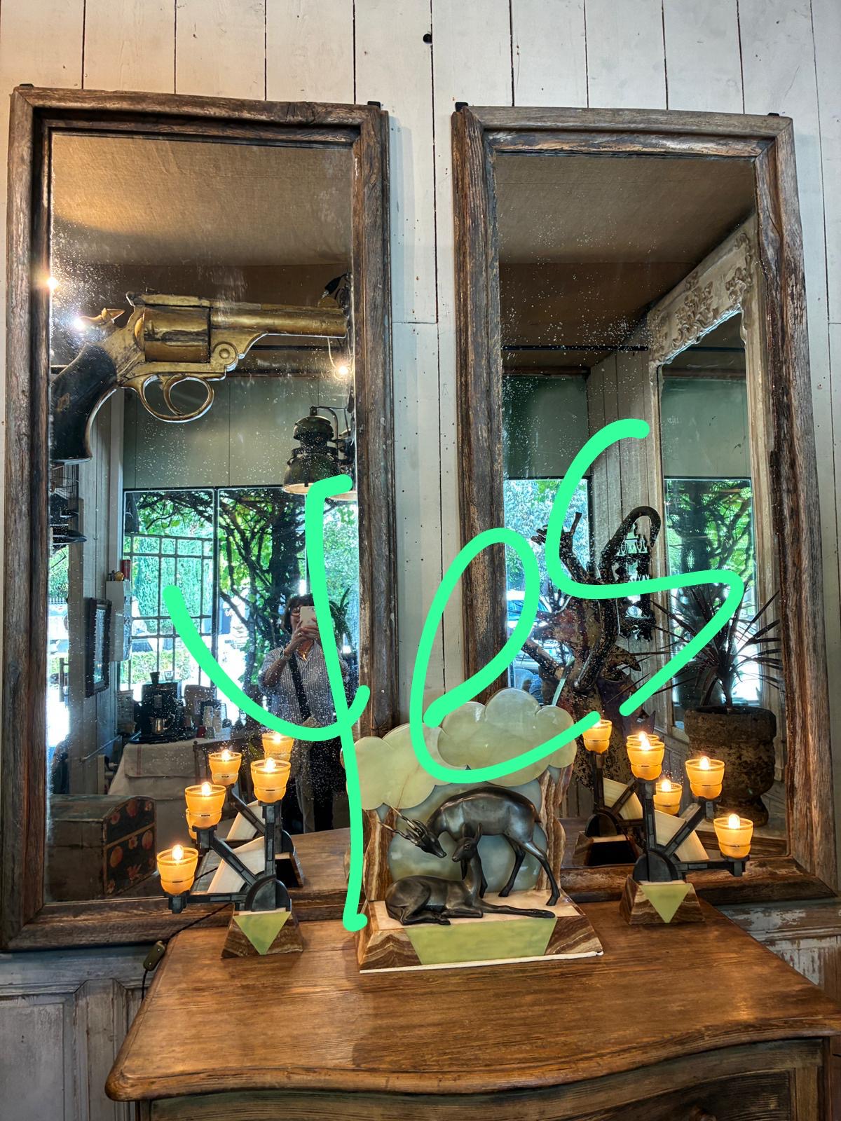 Very Tall Restored Oak Mirror