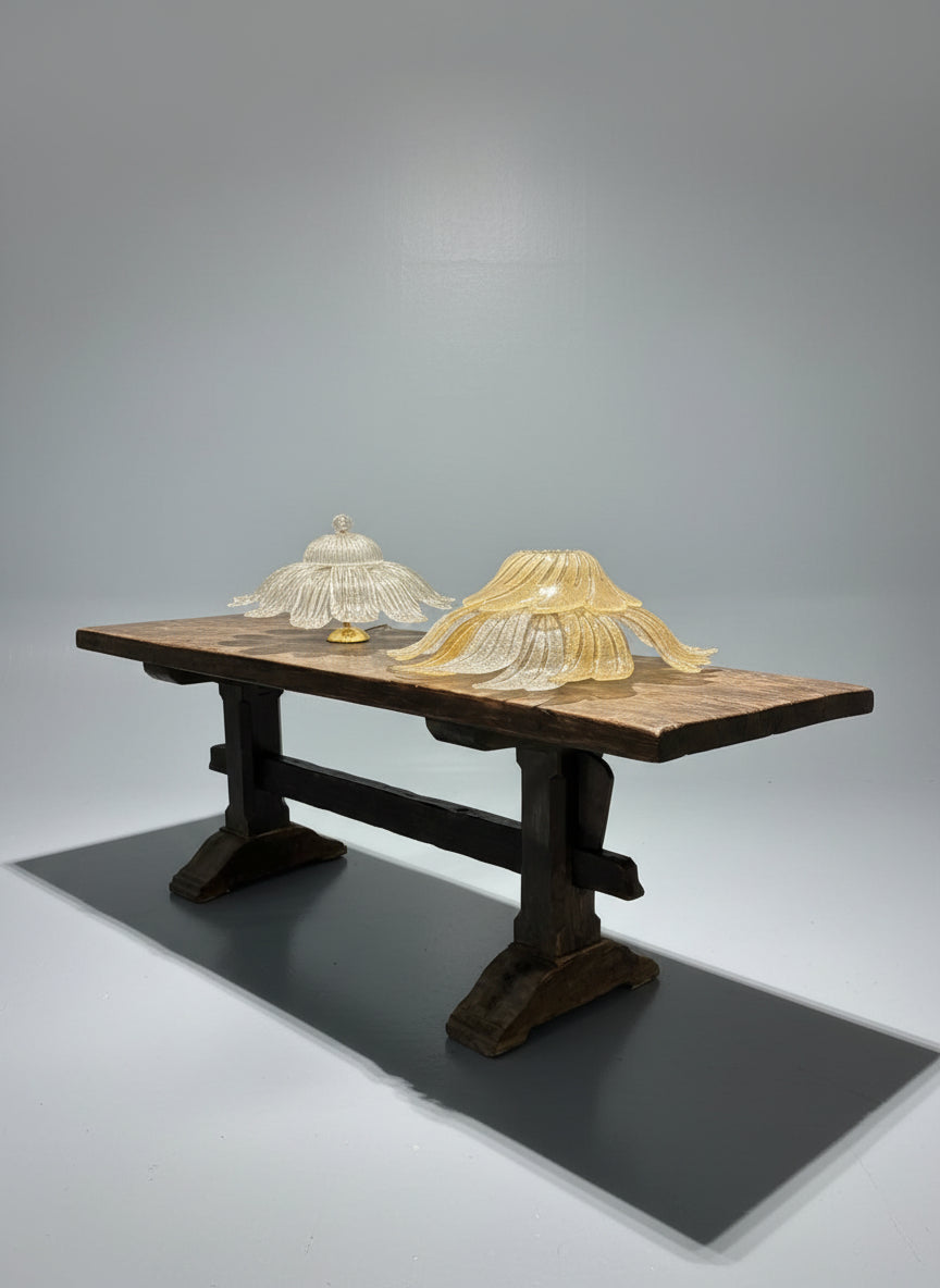 Grey-Toned Wood Italian Trestle Dining Table