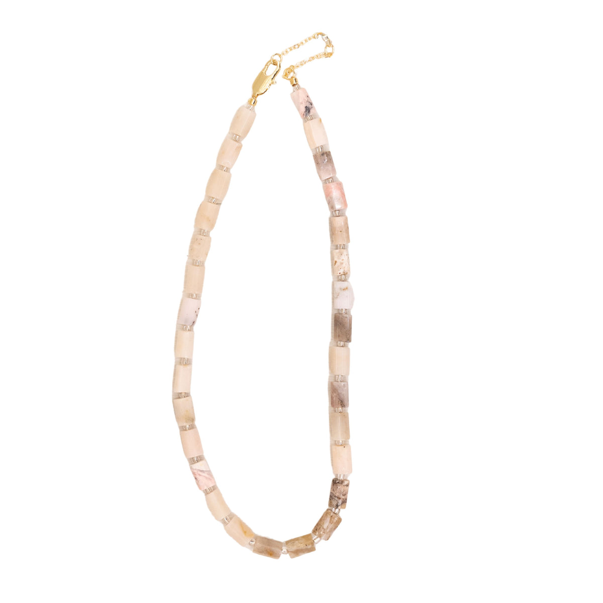 Peach & Gold Barrel Gemstones Necklace