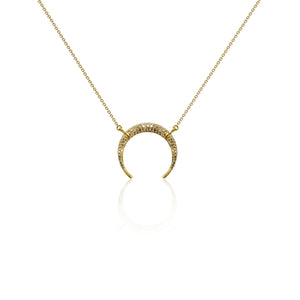 14K Gold Pave Double Tusk Necklace