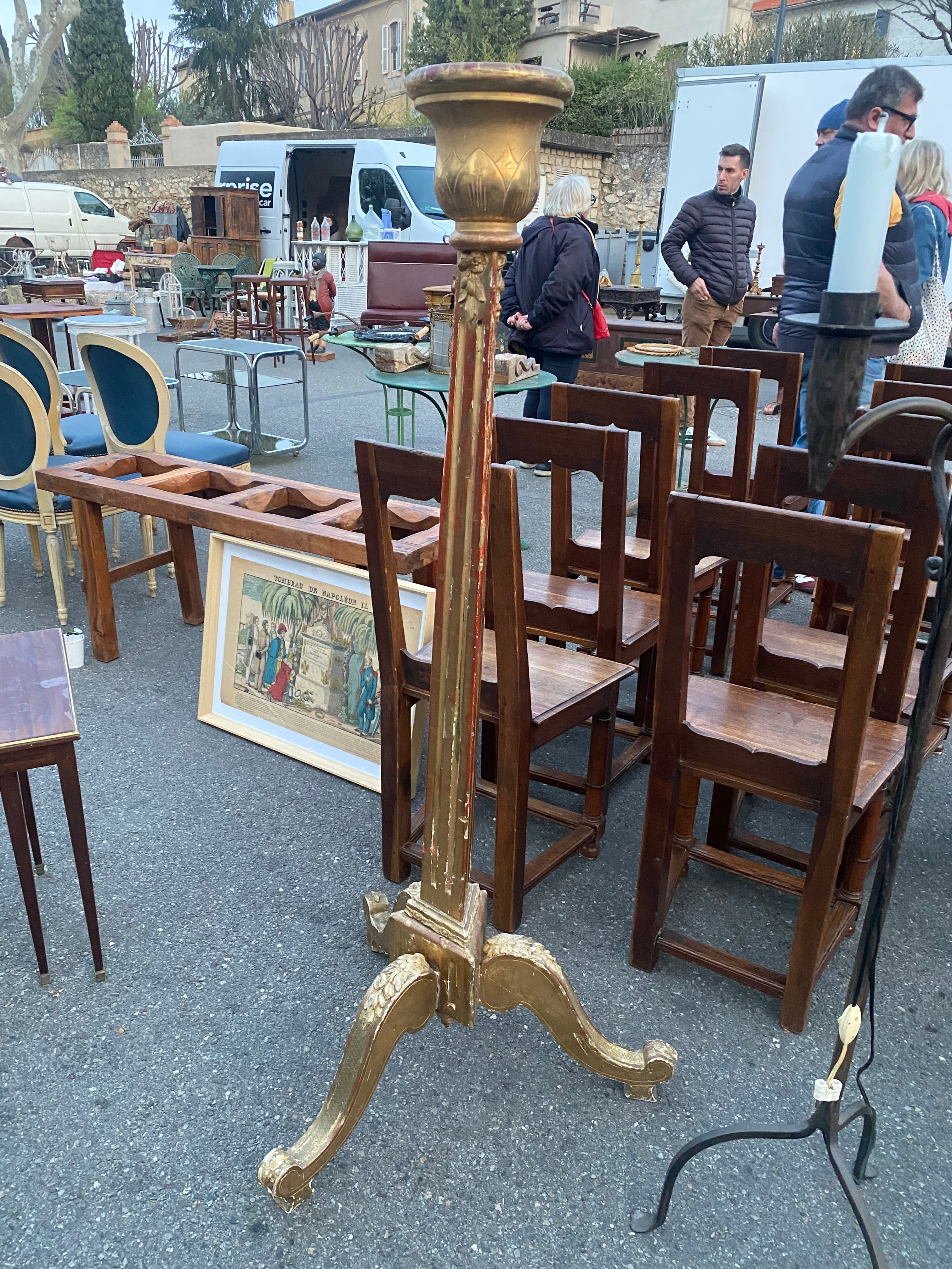 Tall Gold Pillar Candlestick