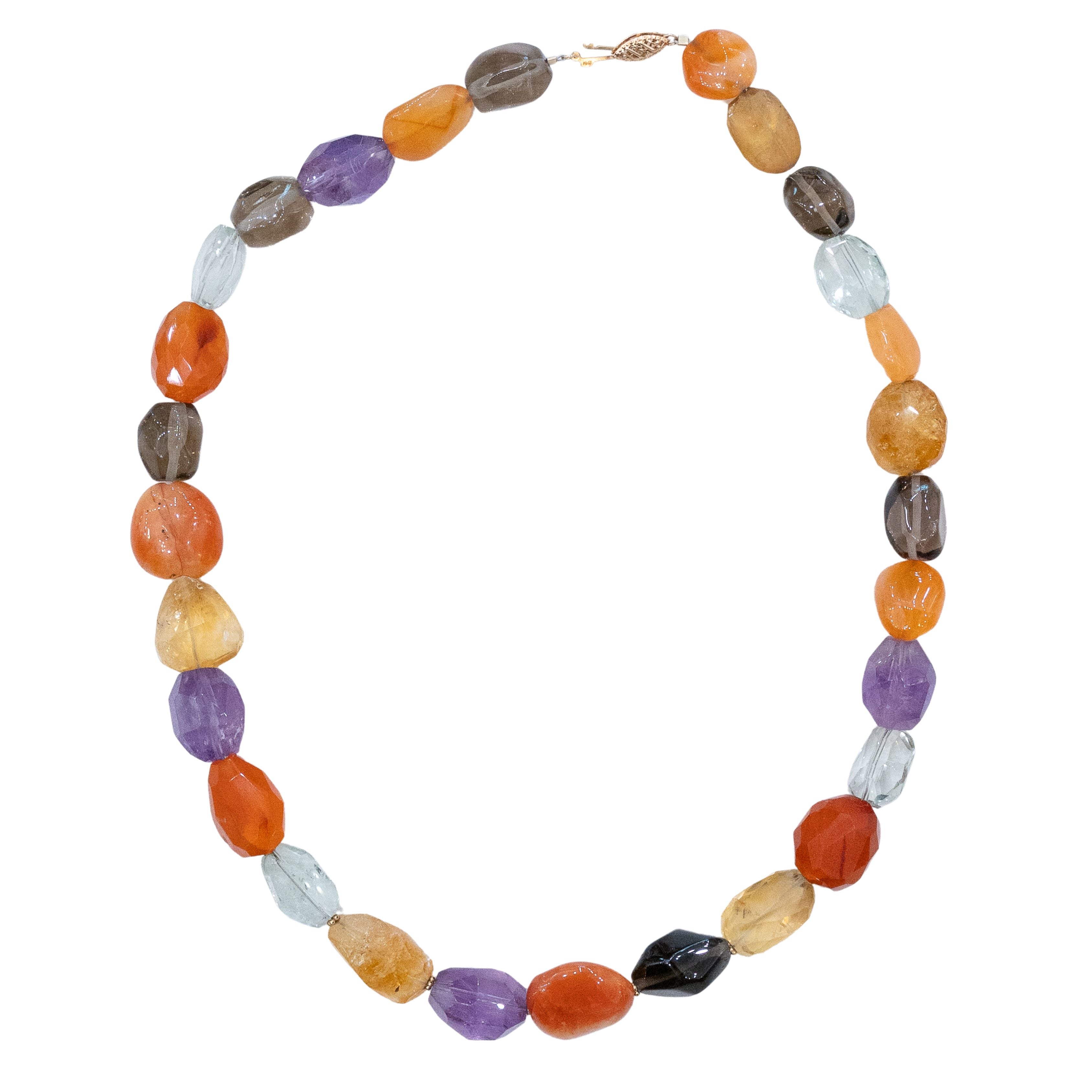 Purple, Green, & Gold Vintage Faceted Stone Necklace