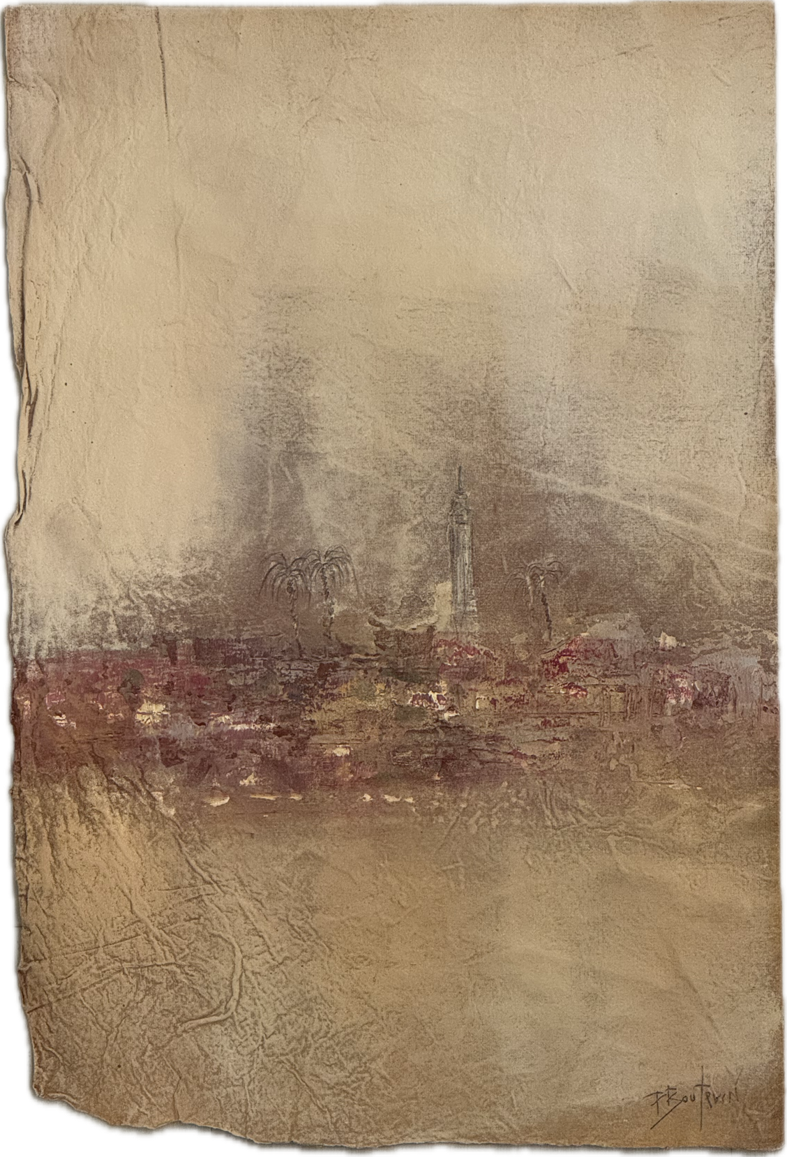 Pascal Bouterin - Campanile au village (15 x 10.5)
