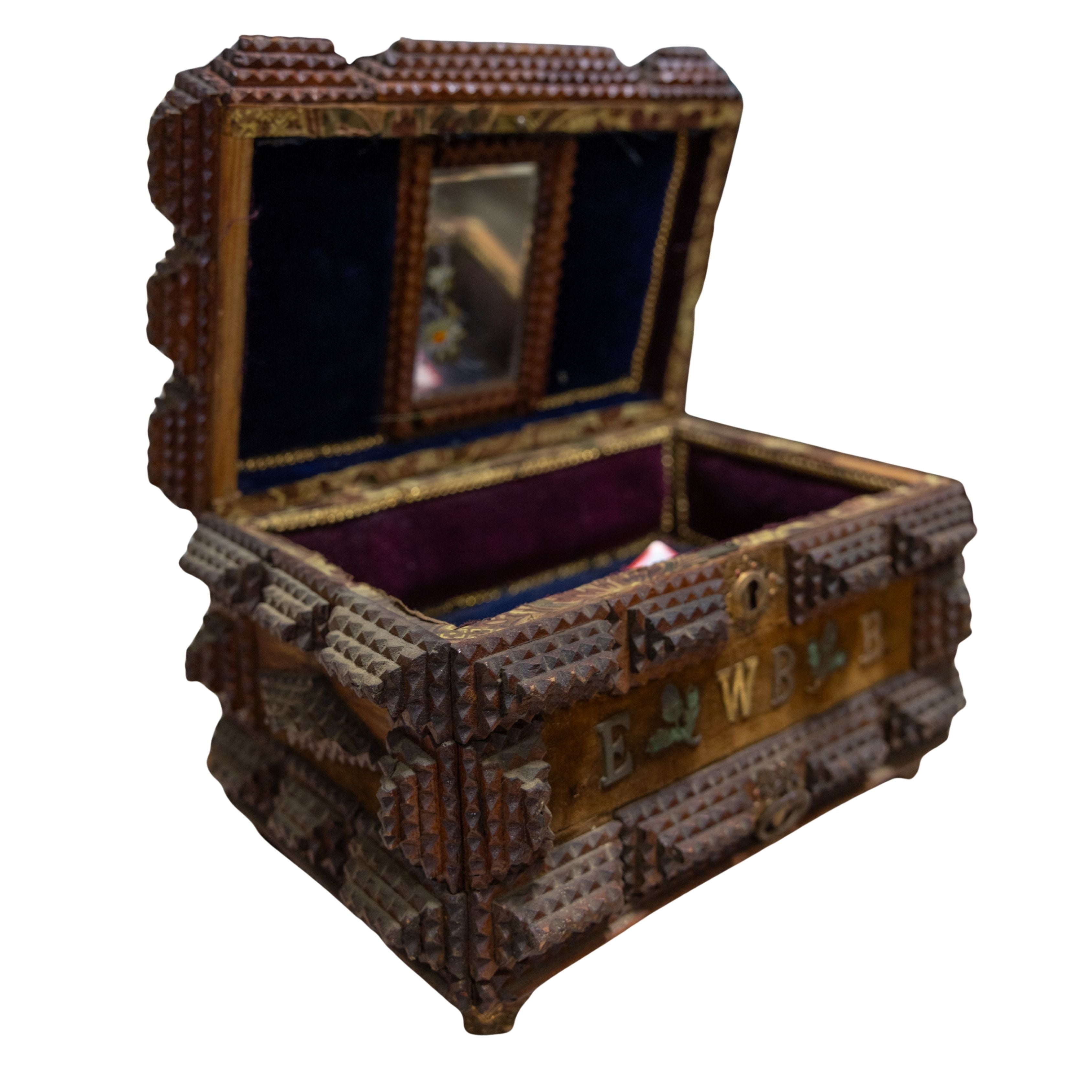 Tramp Art Box w/ Initials EWBB