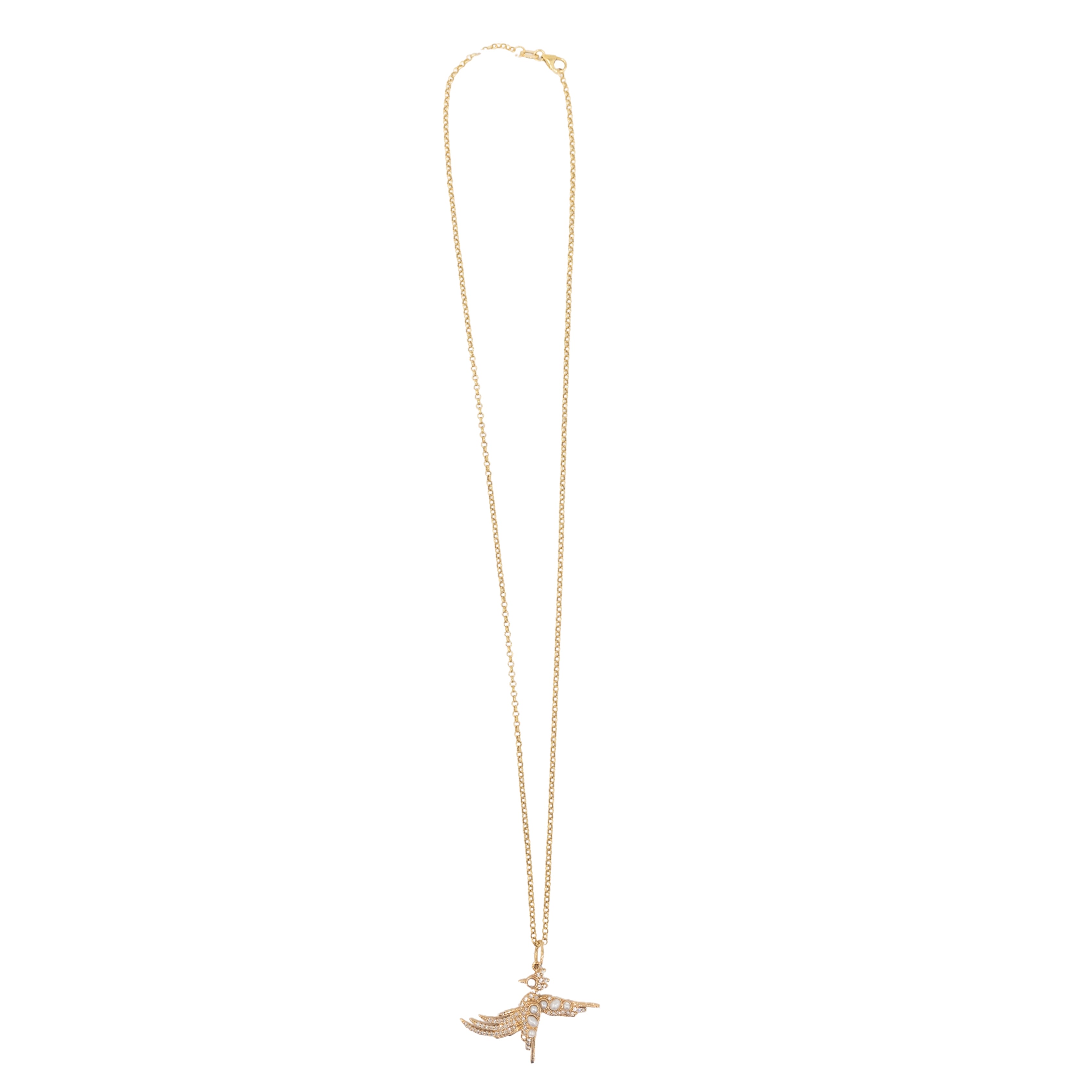 Diamond & Pearl Bird Necklace