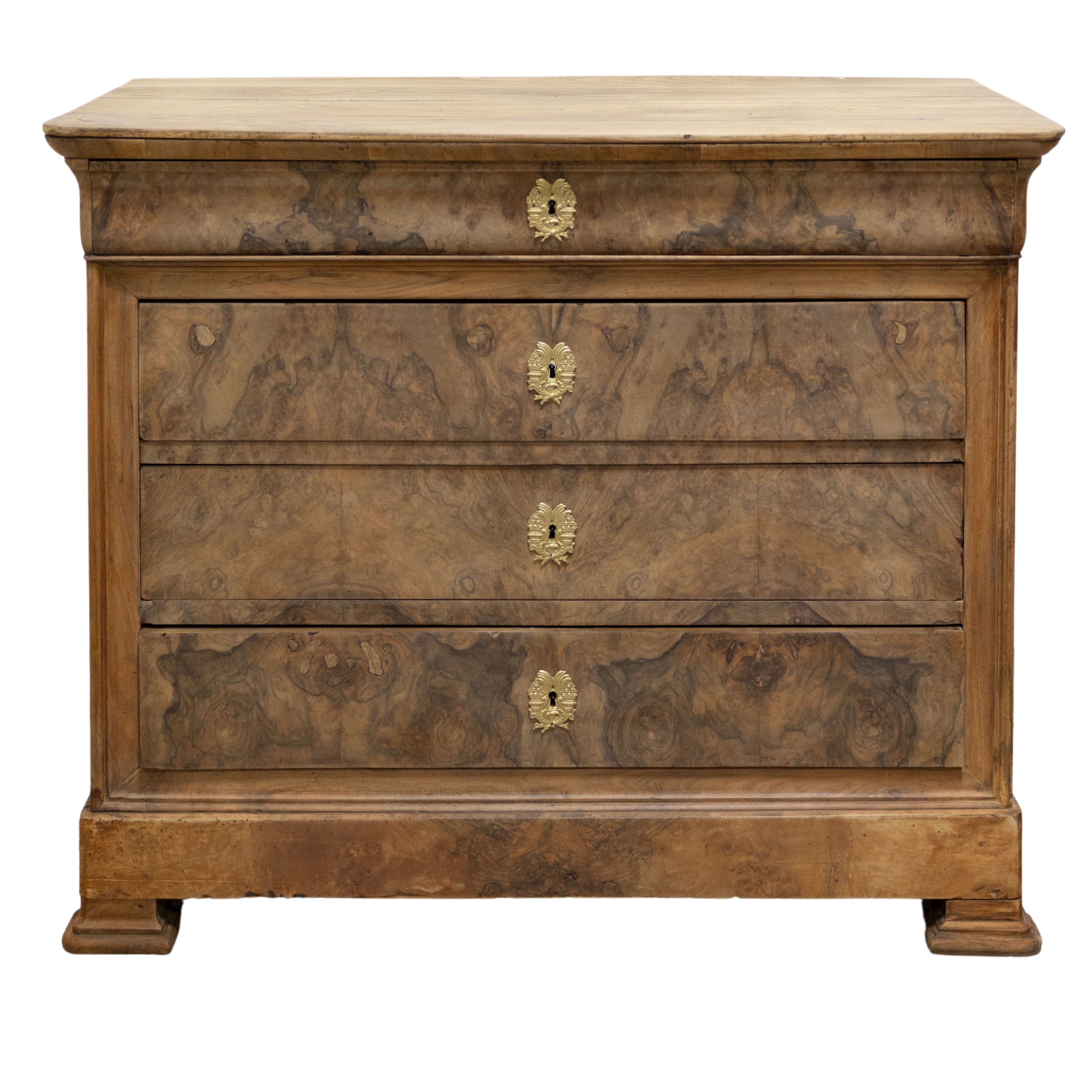 Stripped and bleached Louis Philippe Commode with  Wood Top