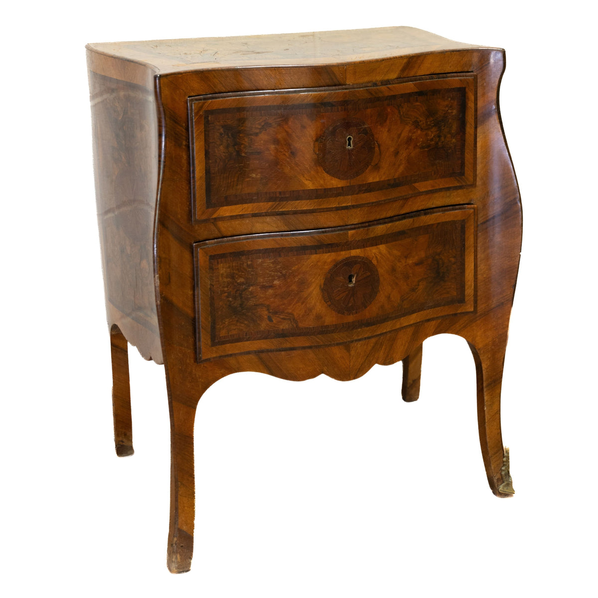 Burled Walnut Side Table with Inlay