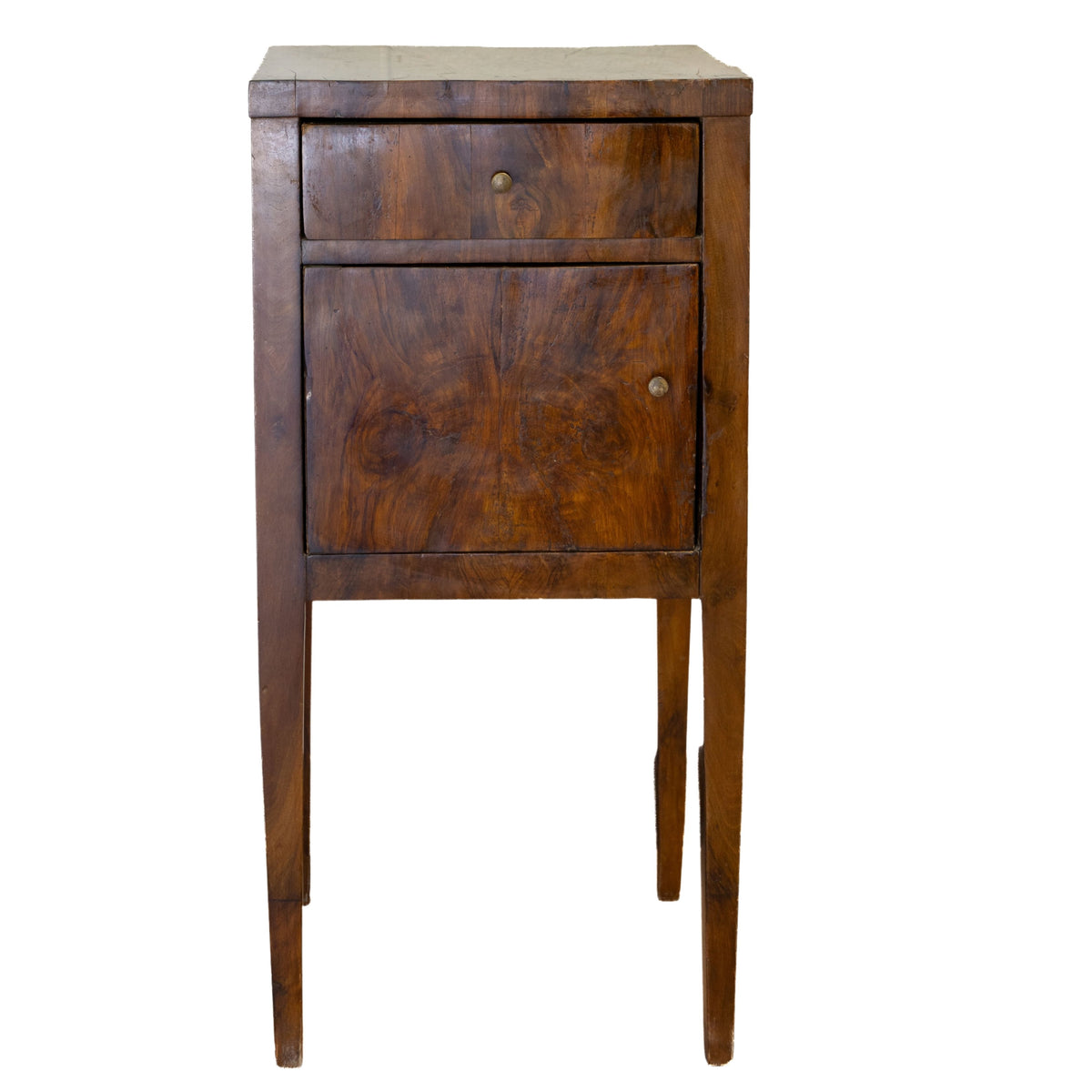 Pair of Fruitwood Italian Side Tables with One Drawer & Cabinet