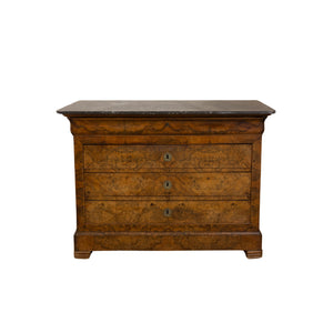Burled Louis Philippe Commode with Dark Marble
