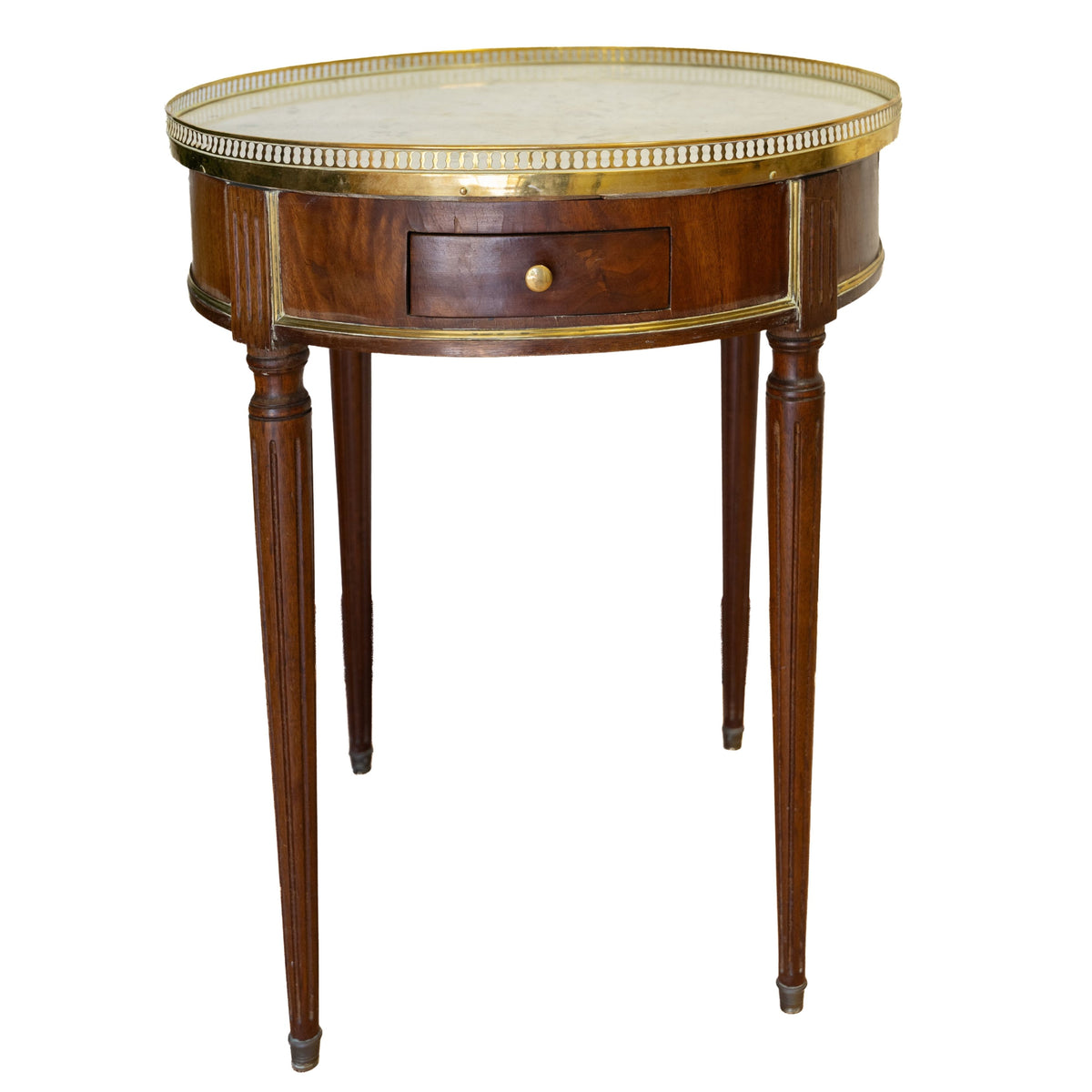 1920s Round Table with Brass Gallery