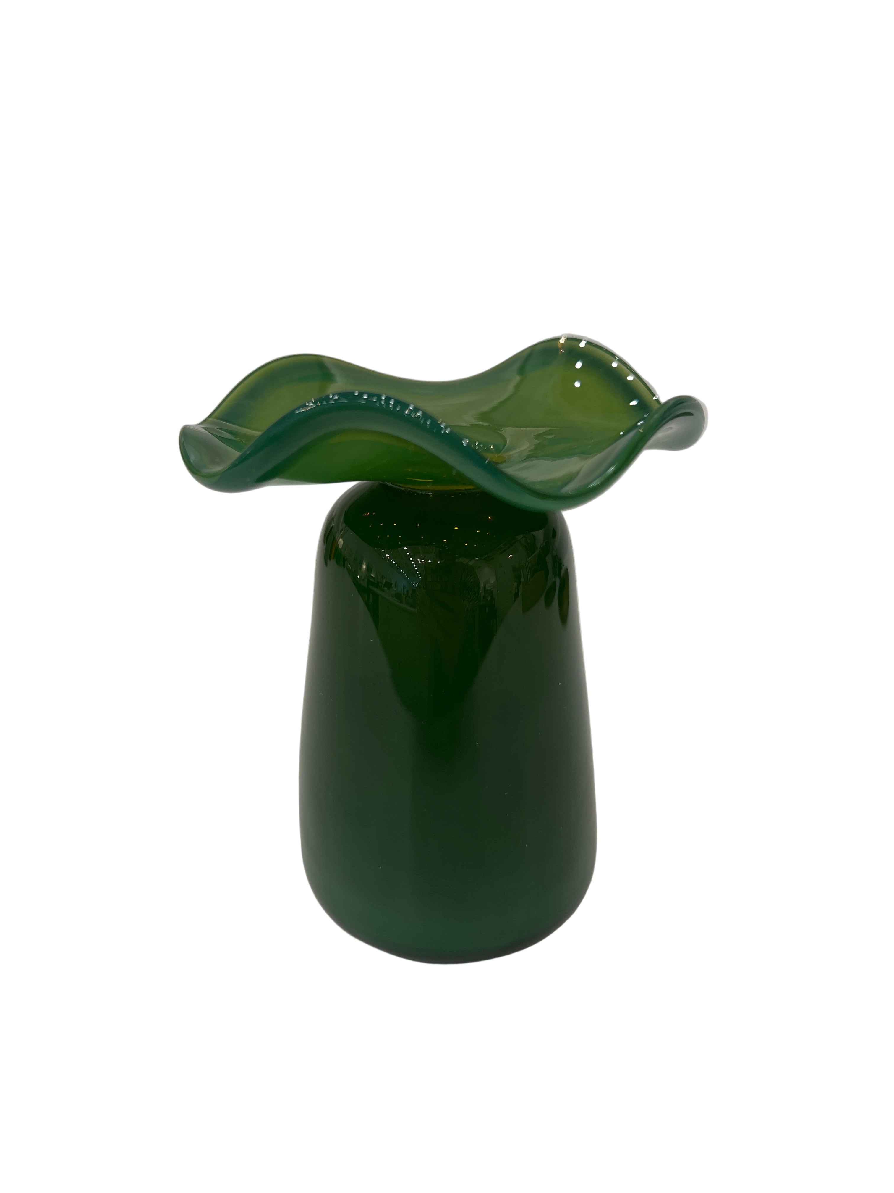 Dark Green Ruffle Bud Vase