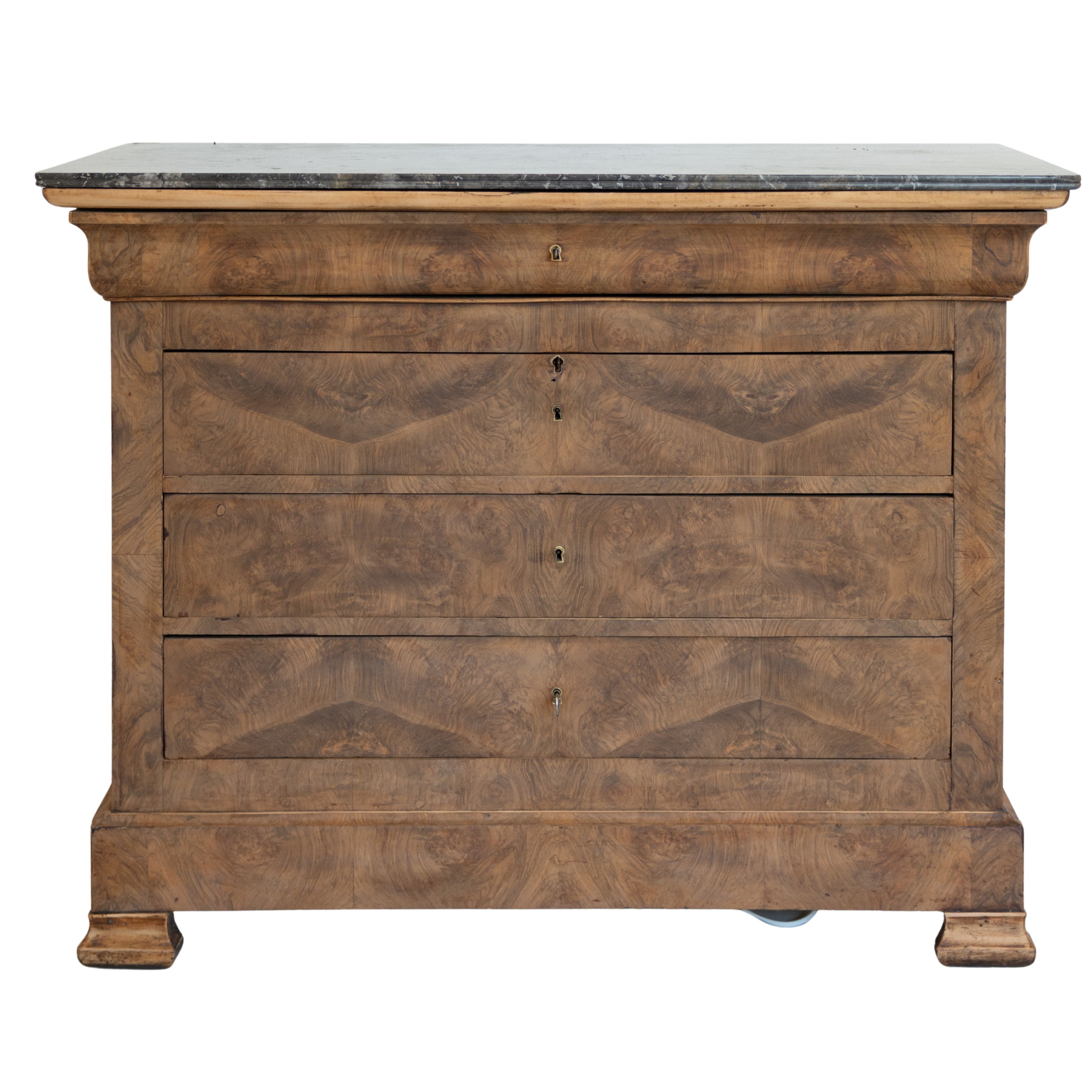 Light Wood Commode w St. Anne Marble Top(49w x 22d x 39h)