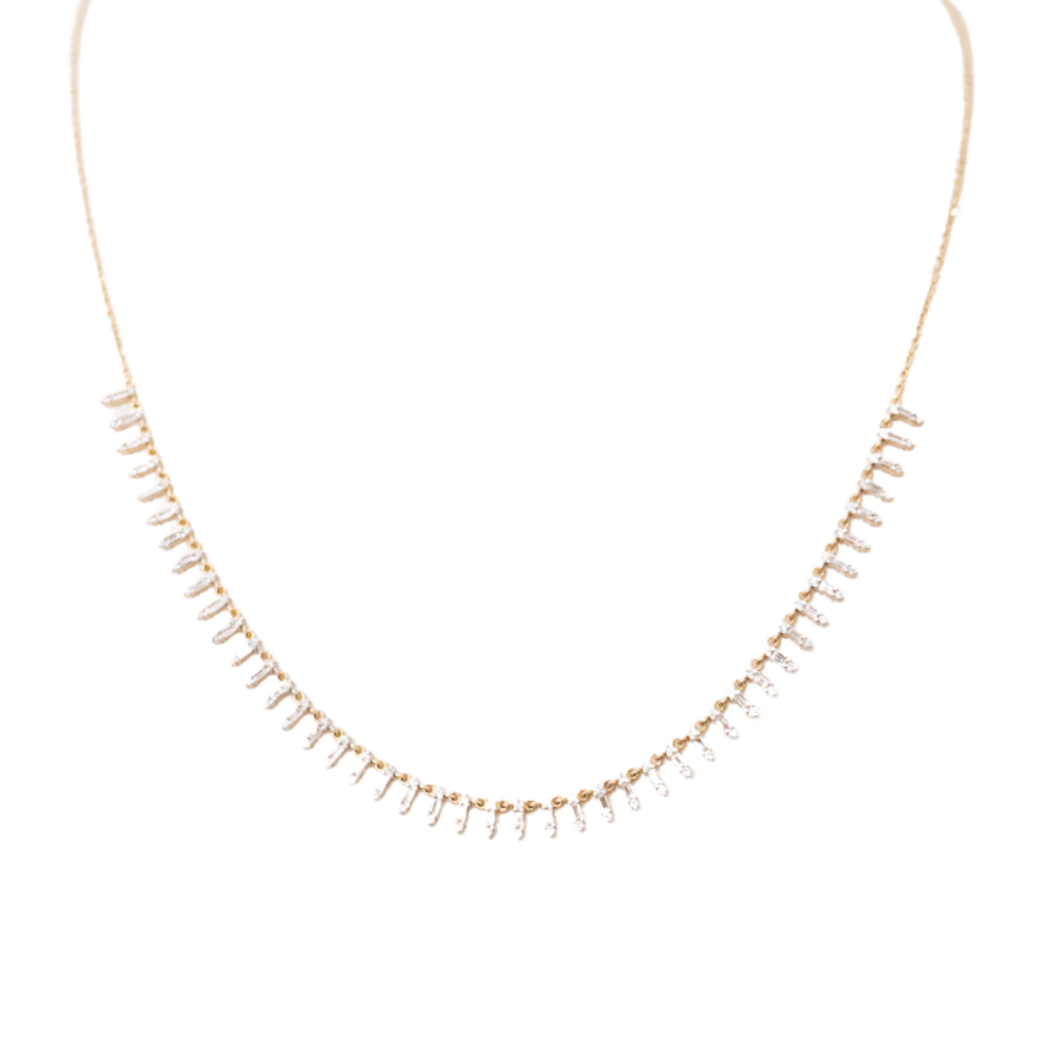 Gold Diamond Baguette Necklace