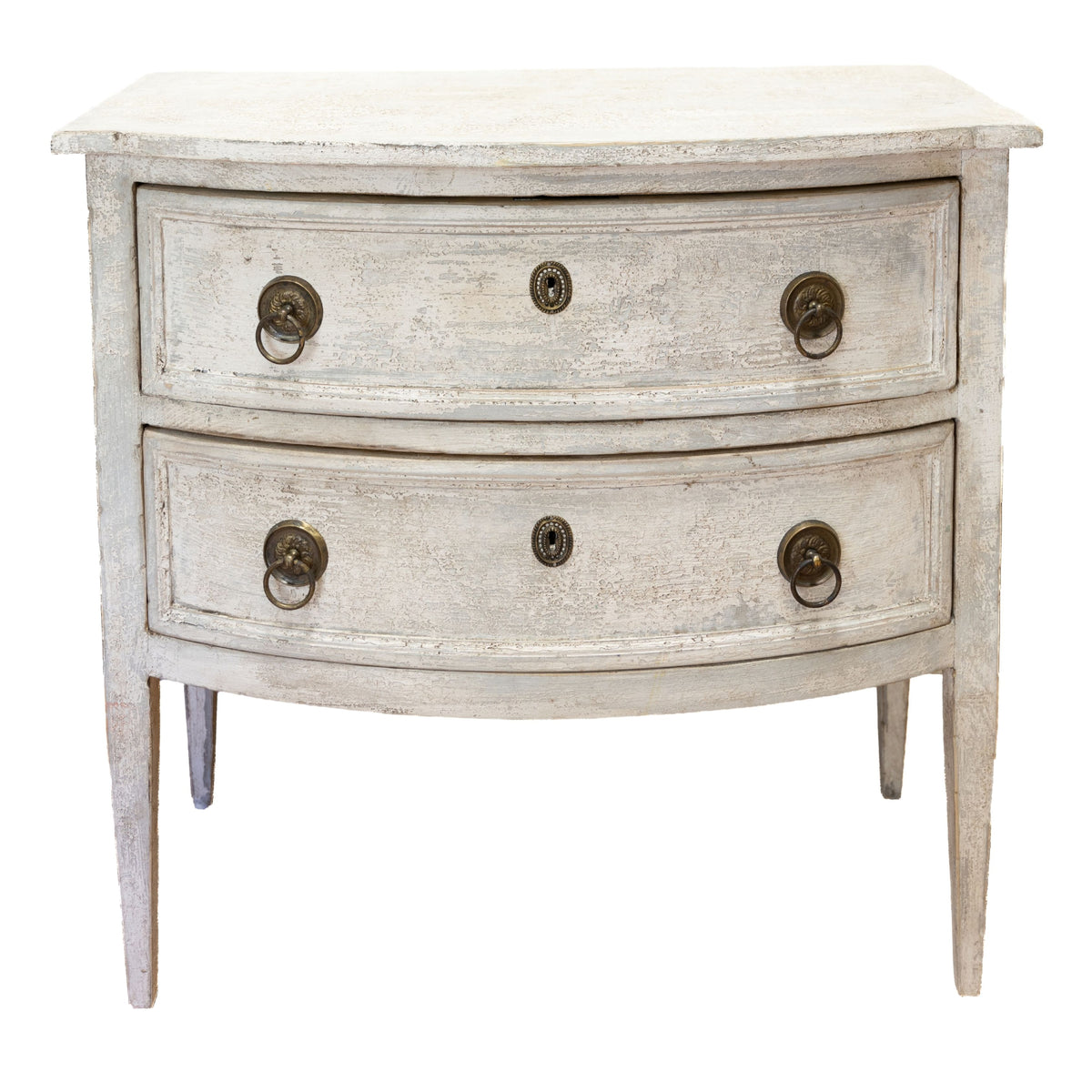 Pair of Bowfront Painted Grey Blue XVI-Style Commodes