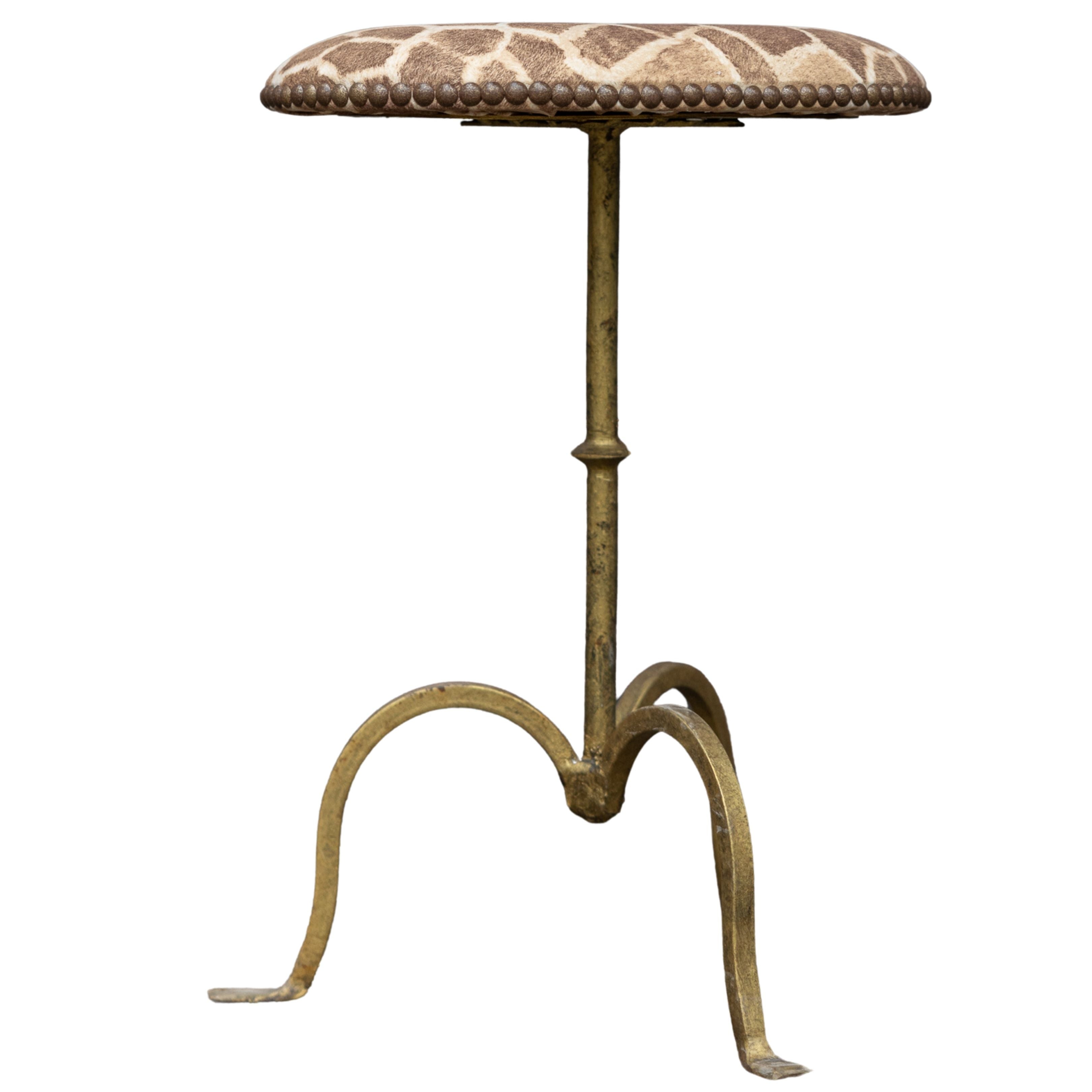 Brass Stool with Giraffe