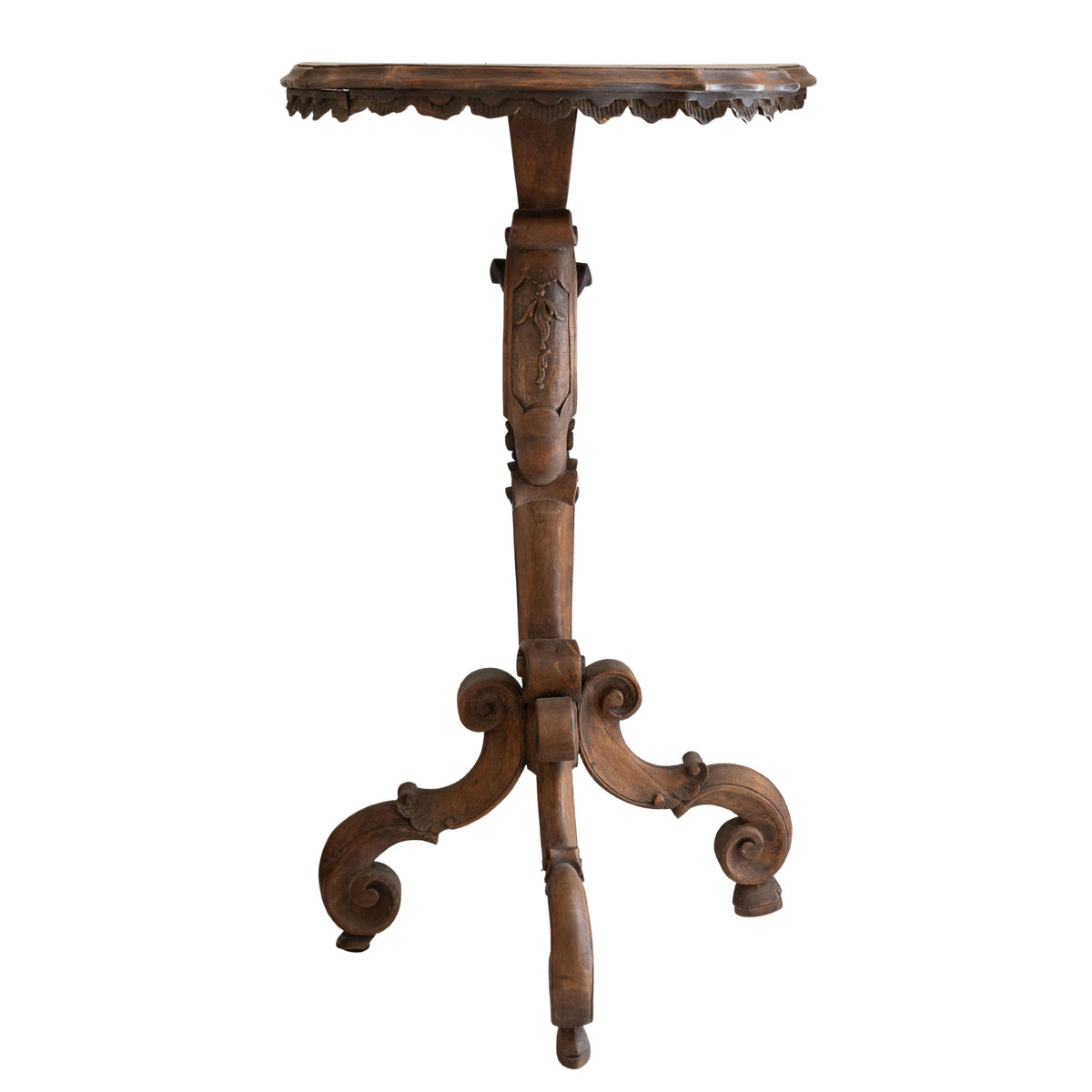 Small Carved Walnut Demi Lune