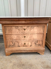 Load image into Gallery viewer, Light Burled Walnut Louis Philippe commode with White Marble