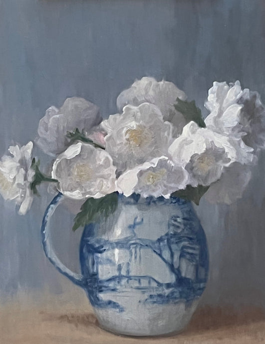 Ginny Williams - Single White Peonies (24 x 18)