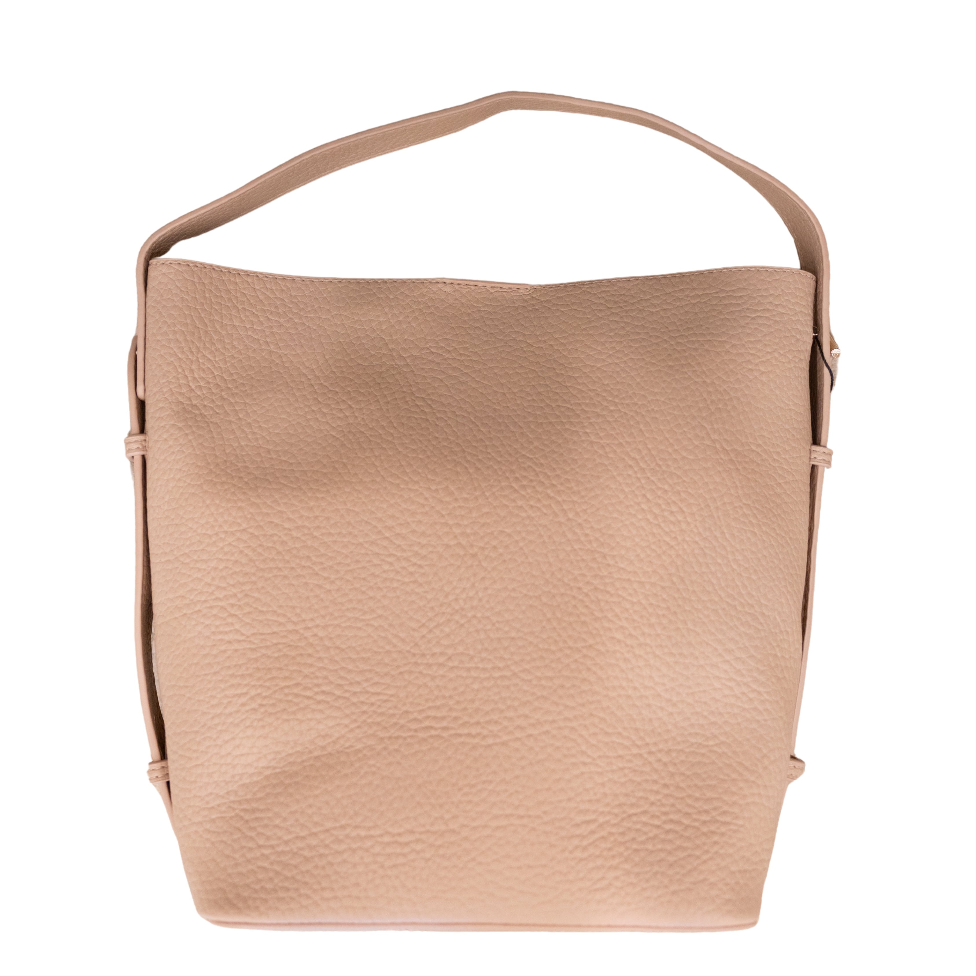 Beige Faux Leather Shoulder Bag