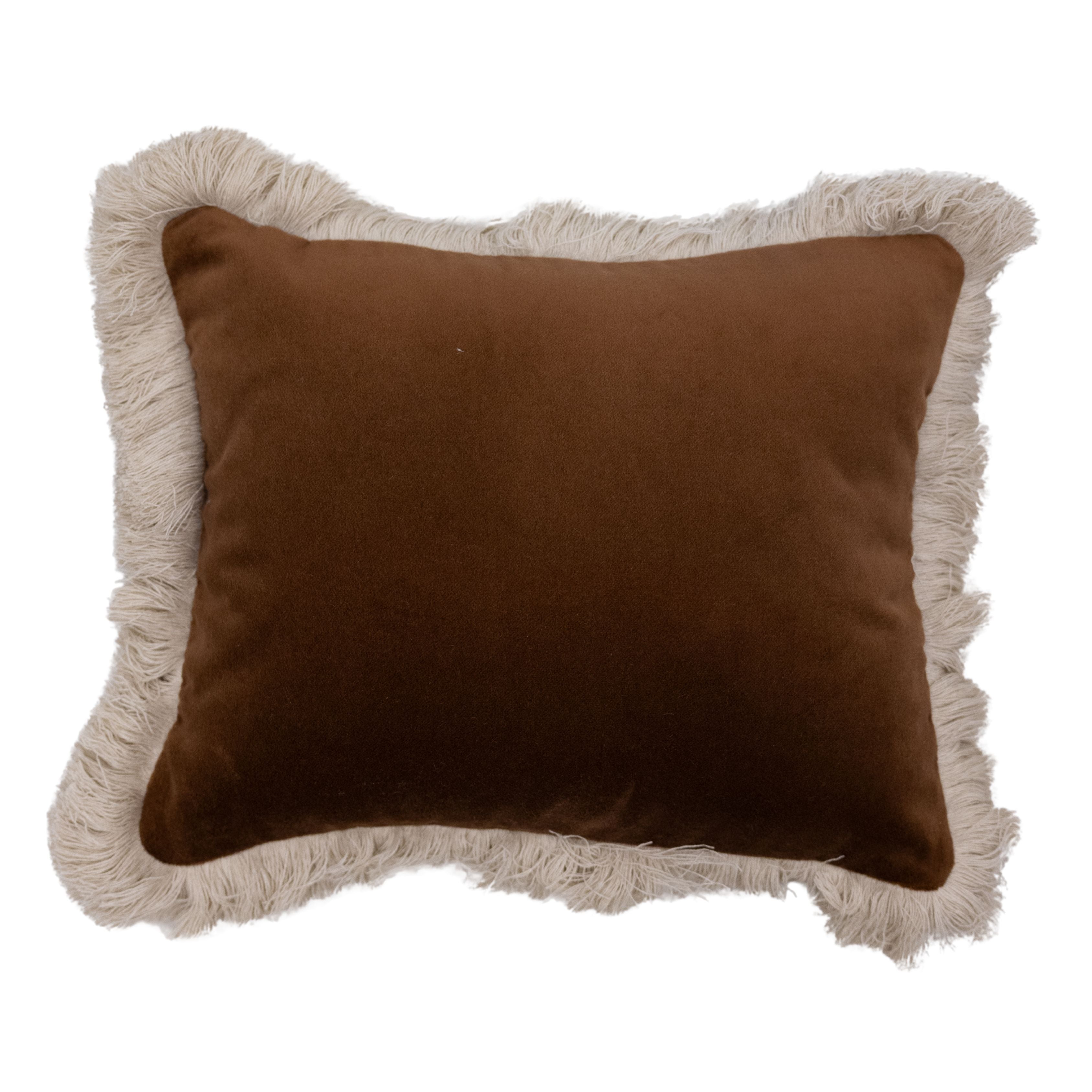 Sable Mini Velvet & Fringe Pillow