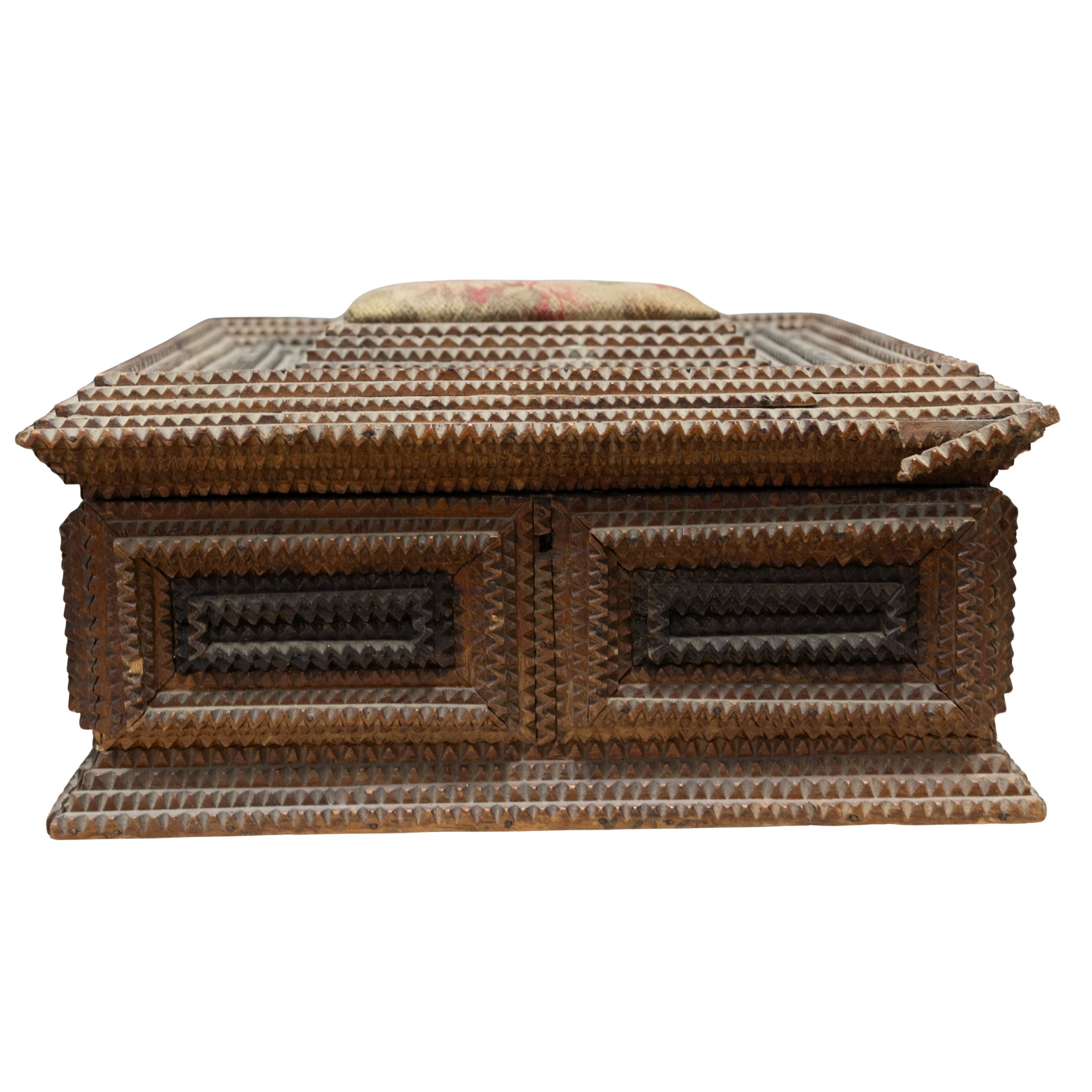 Tramp Art Box w/ Pincushion top