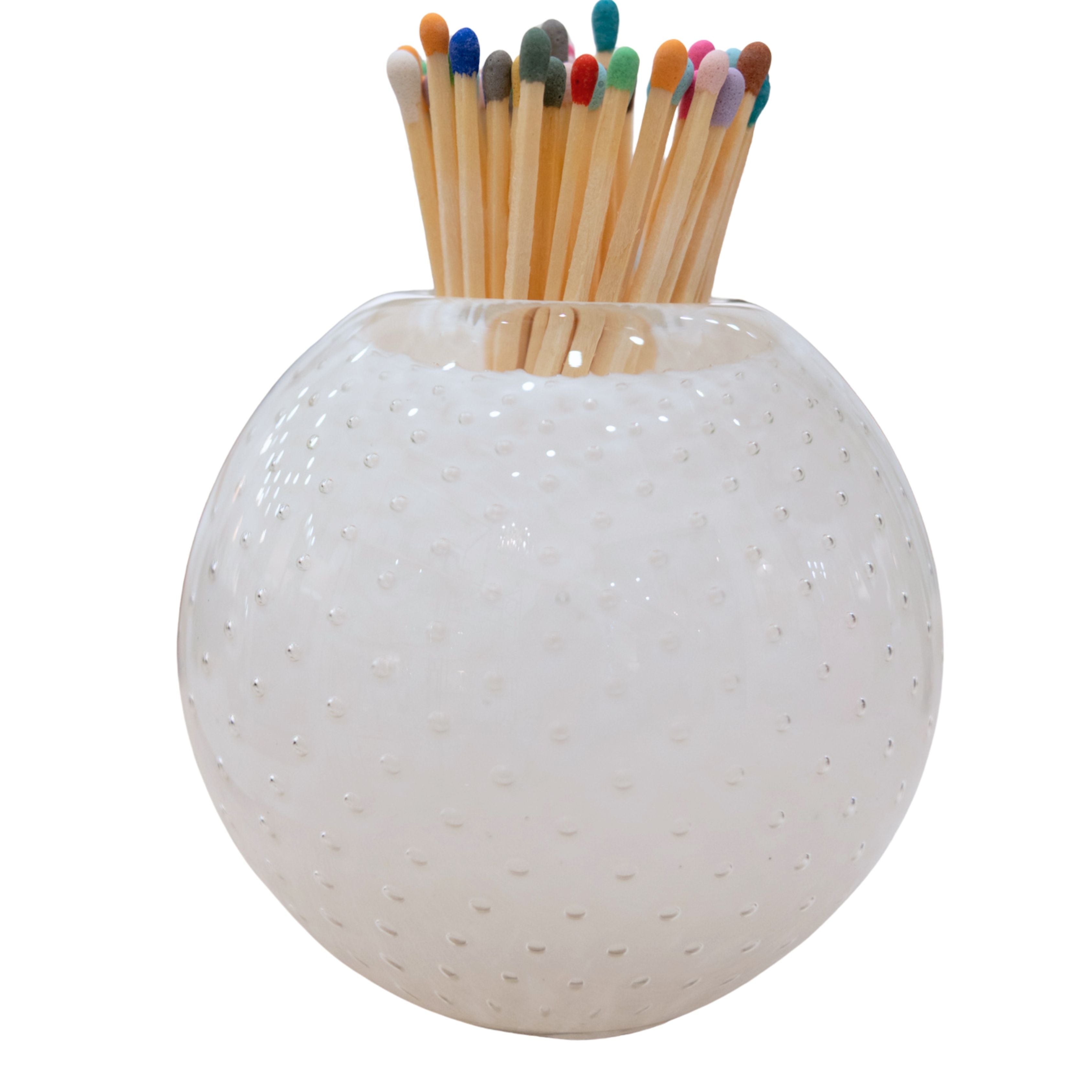 White Glass Match Striker with Matches