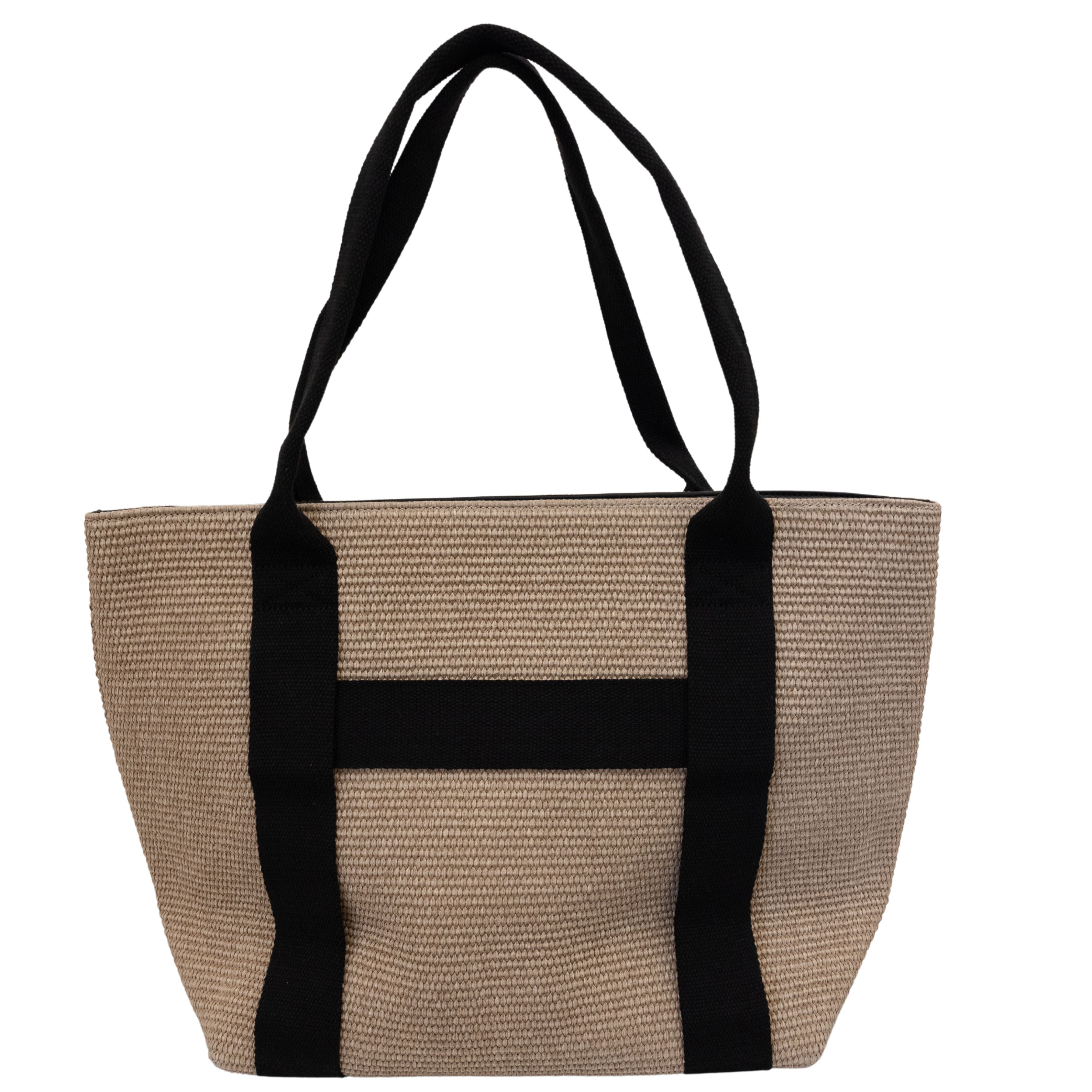 Sand & Black Woven Travel Bag