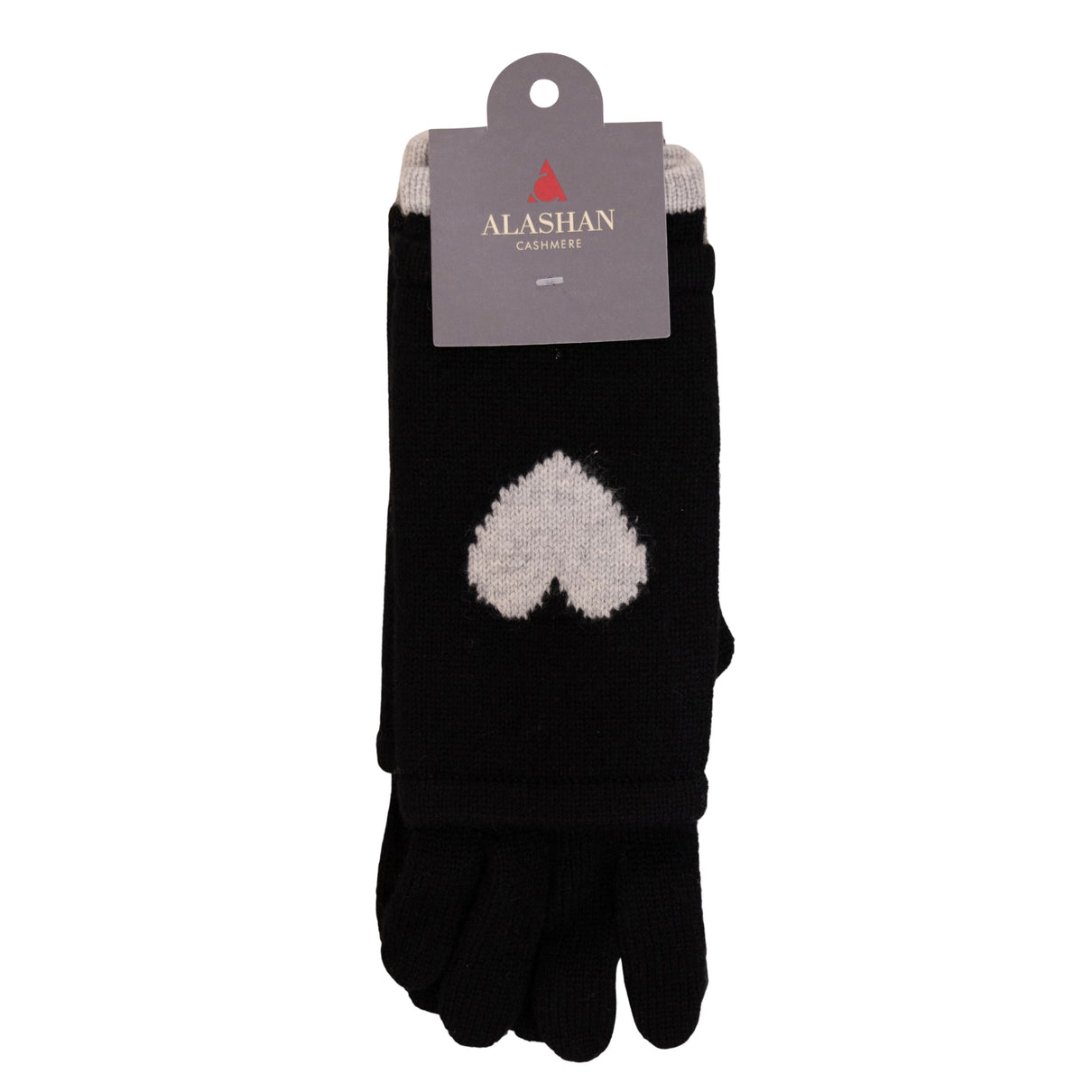 Ebony & Ash Heart Intarsia Gloves