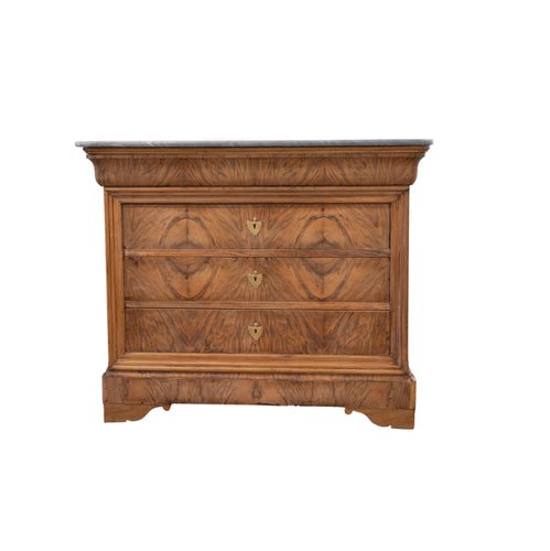 Louis Philippe Bleached Commode w/ Gray Marble Top -B