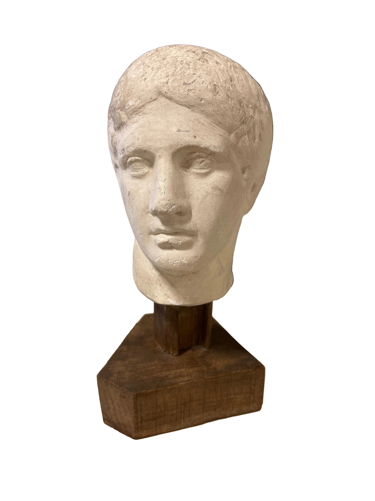 Plaster Bust on Wooden Stand