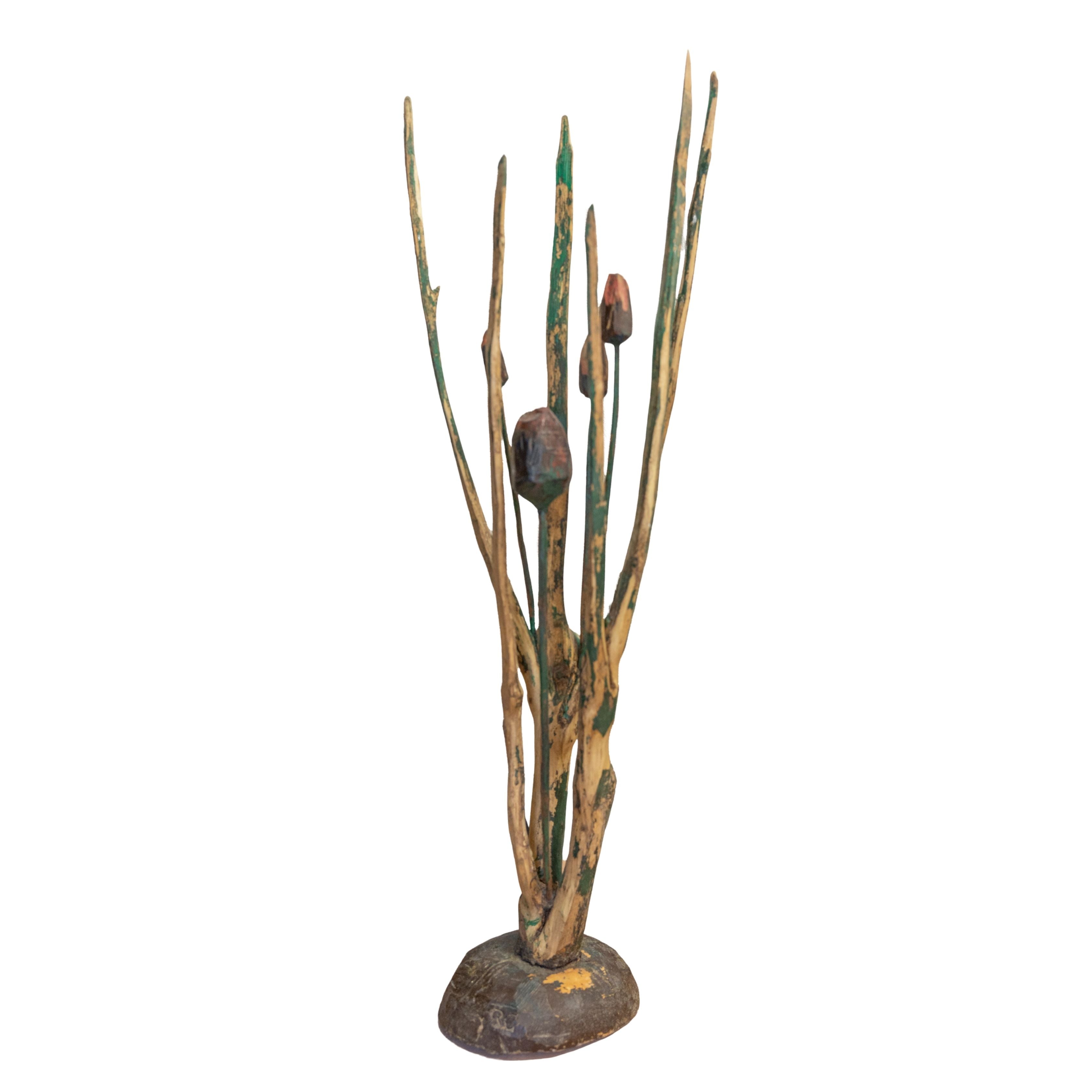 Large Wooden Floral Sculpture
