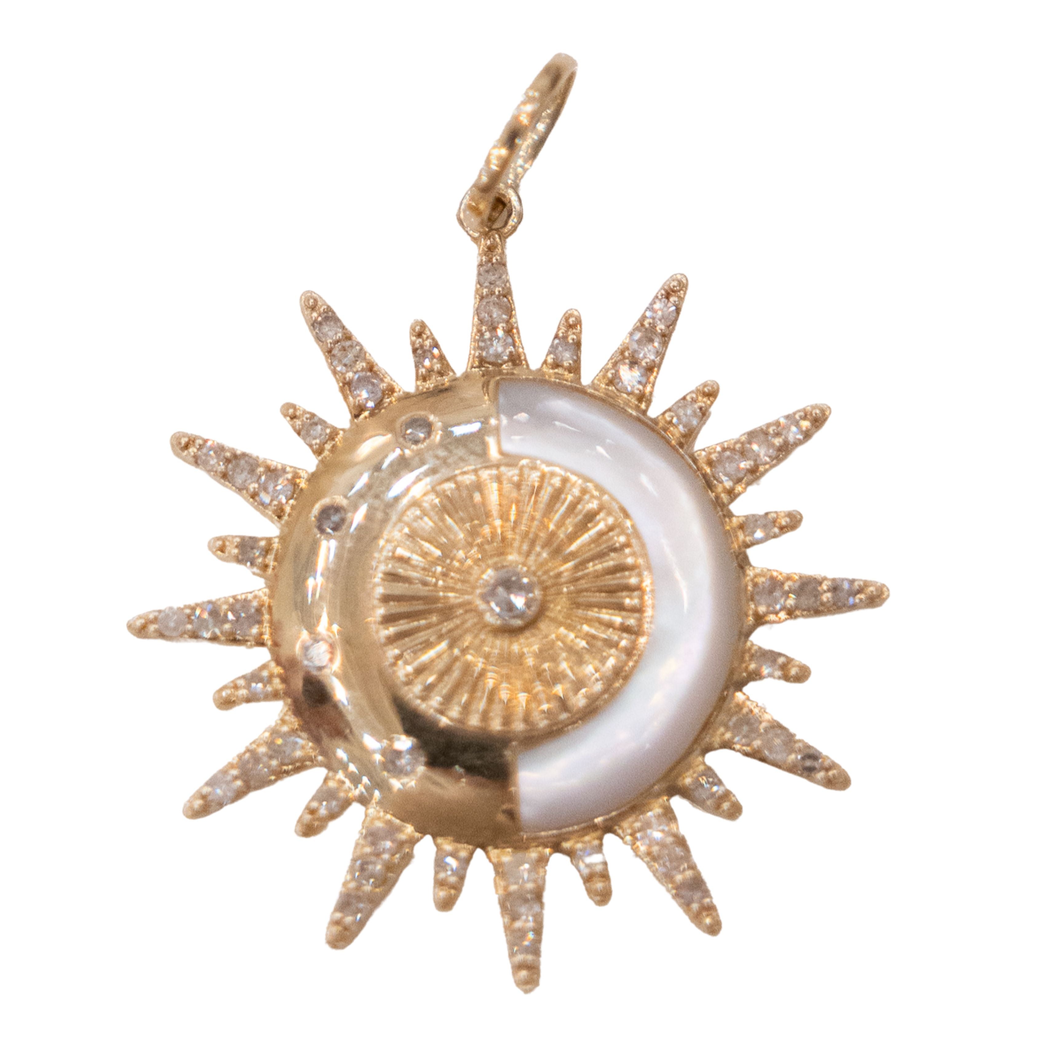 Mother of Pearl & Diamond Starburst Pendant