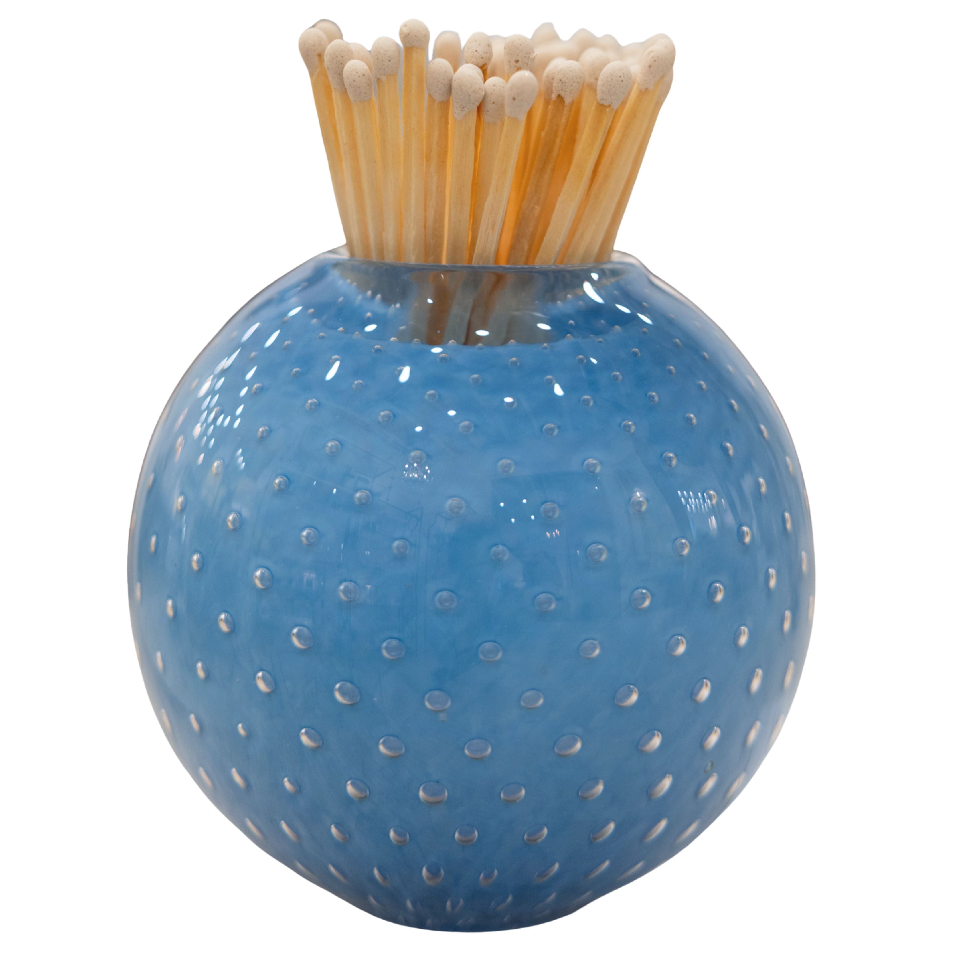 Ocean Blue Glass Match Striker with Matches