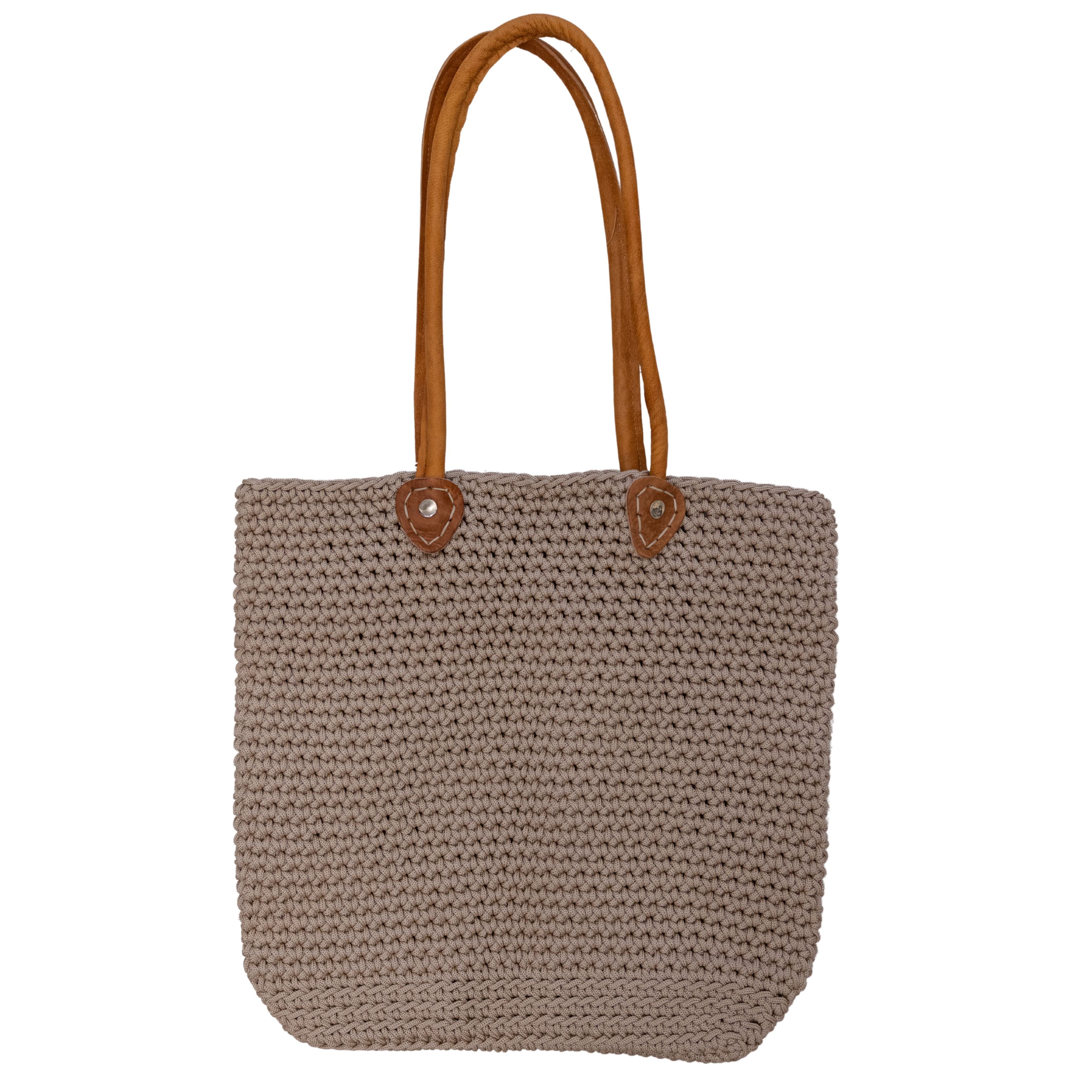 Taupe Rectangular Crochet Tote