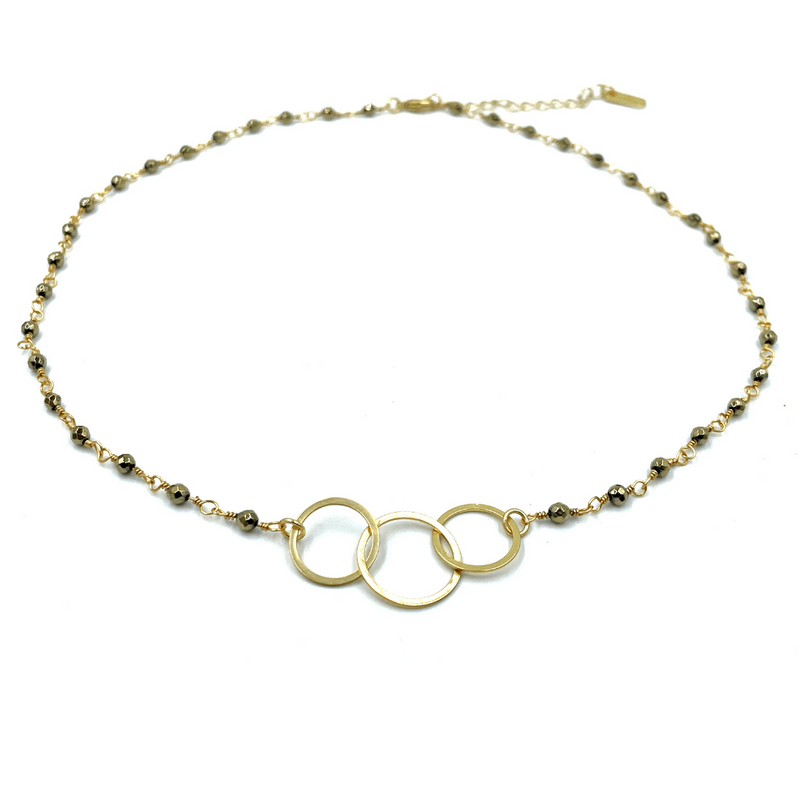 3 Hoops Pyrite Short Necklace