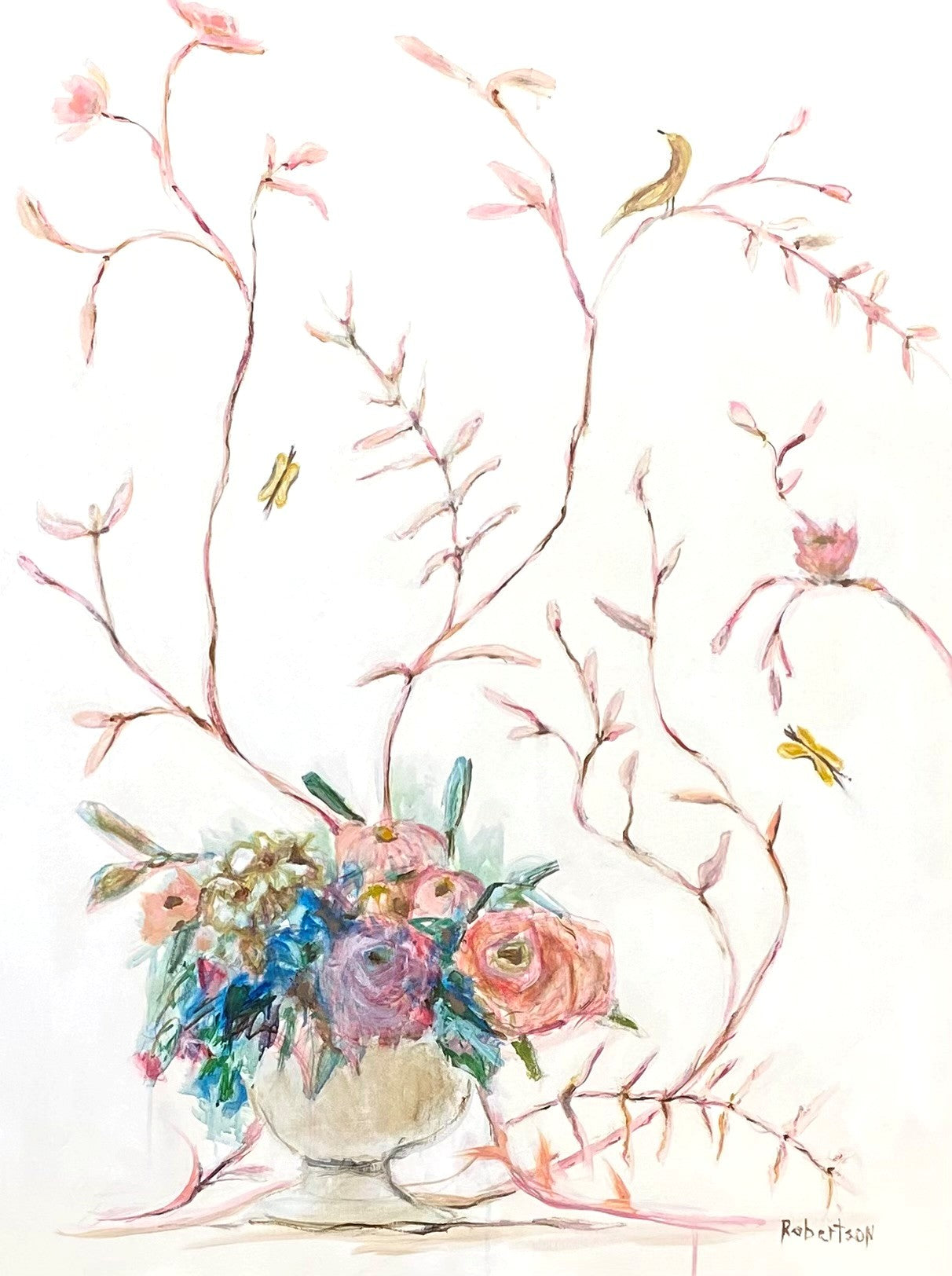 Sarah Robertson - Floral in Pink (40 x 30)