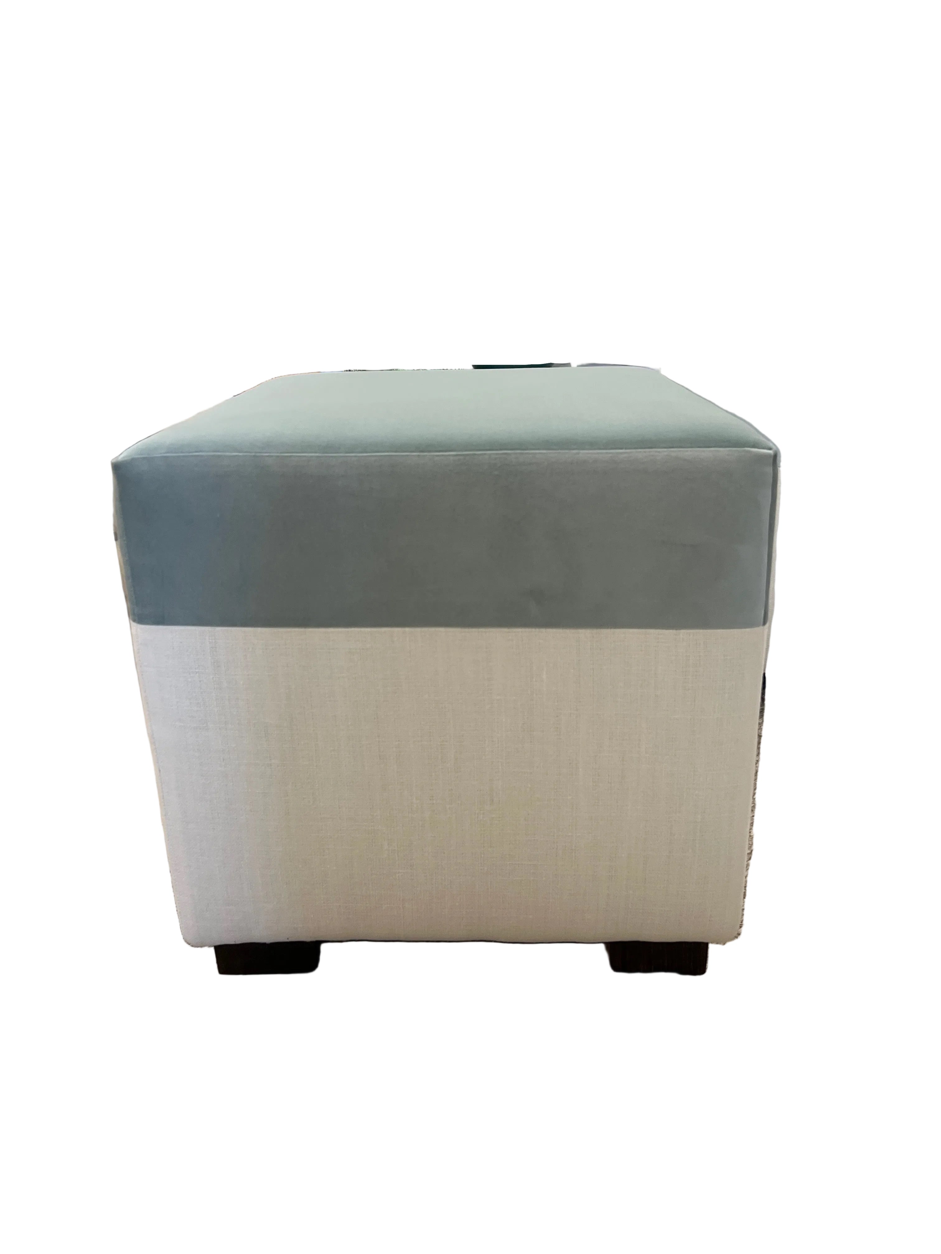 Seamist & Ivory Linen Ottoman