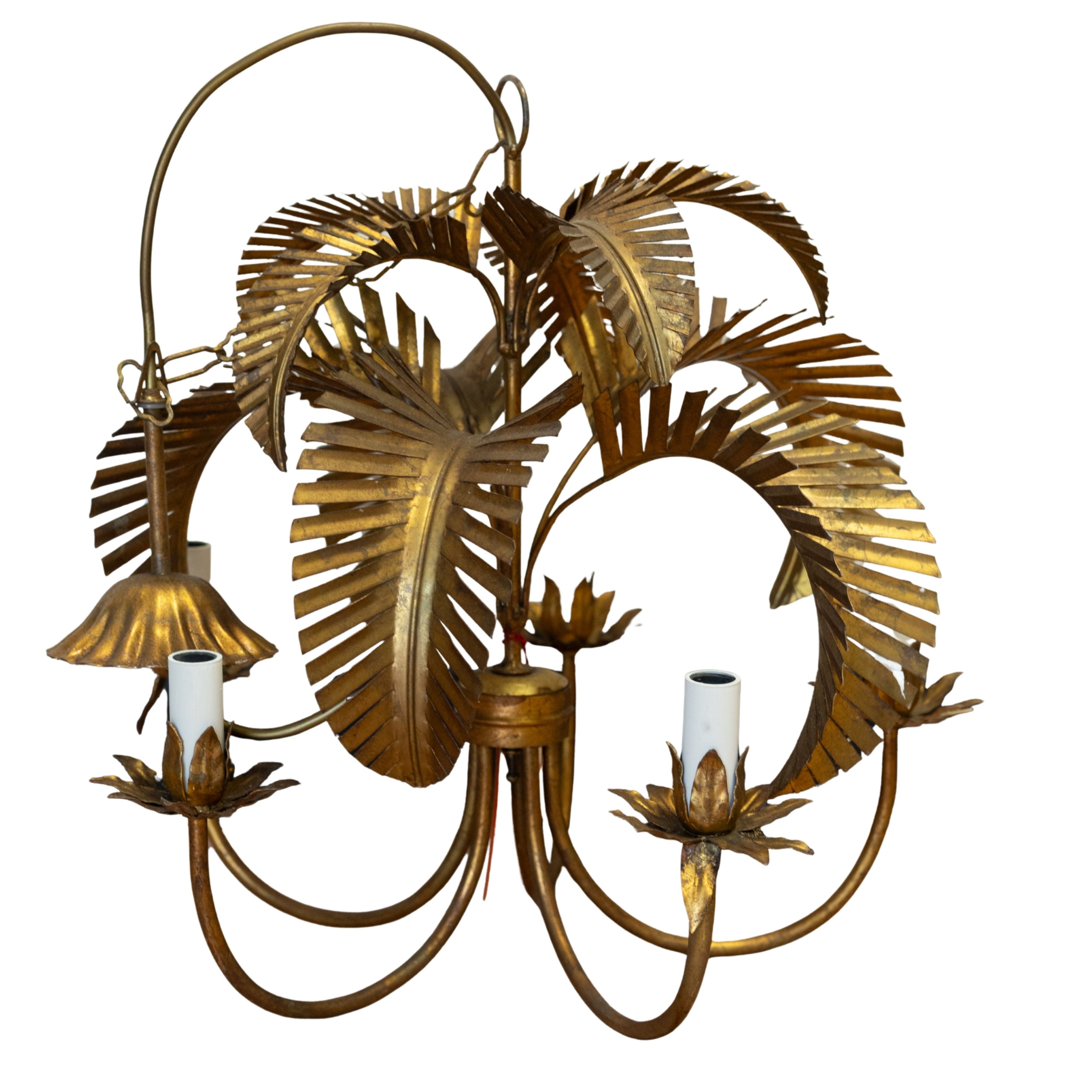 Vintage Brass Palm Tree Chandelier