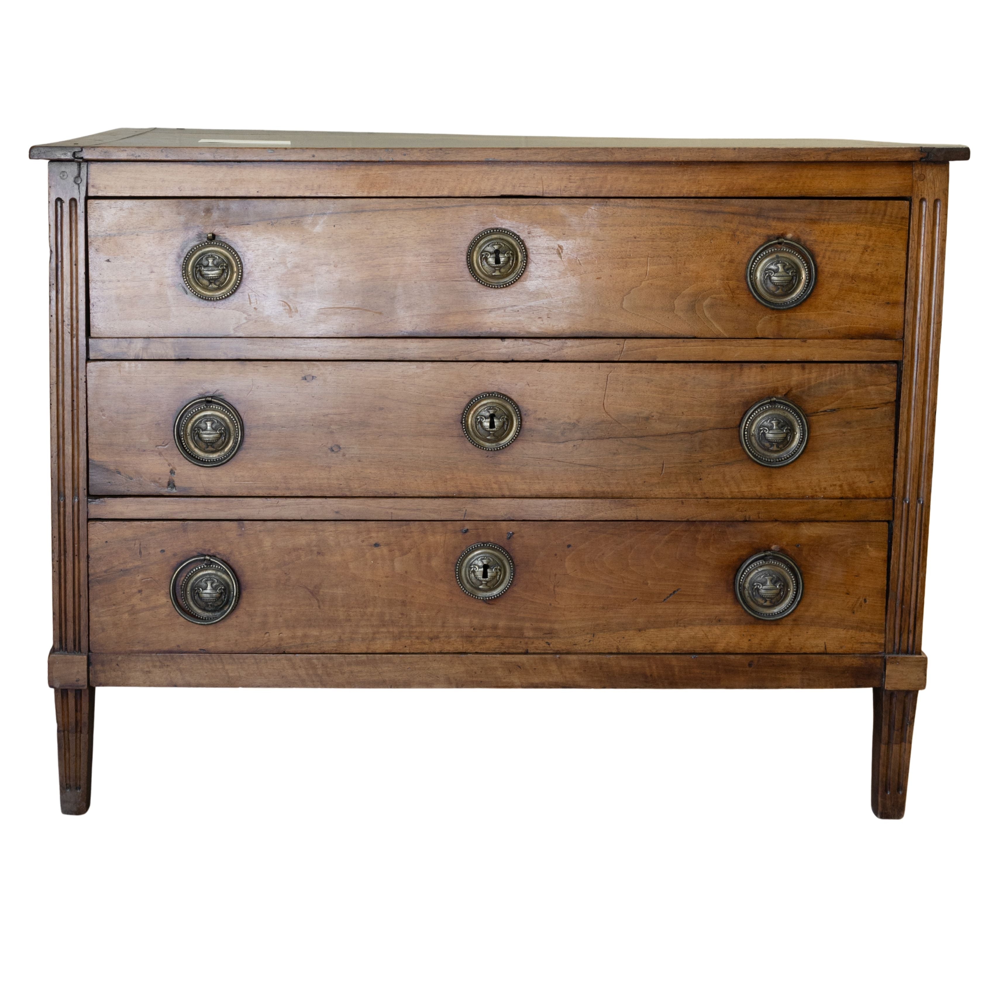 L XVI Walnut Commode with Original Hardware