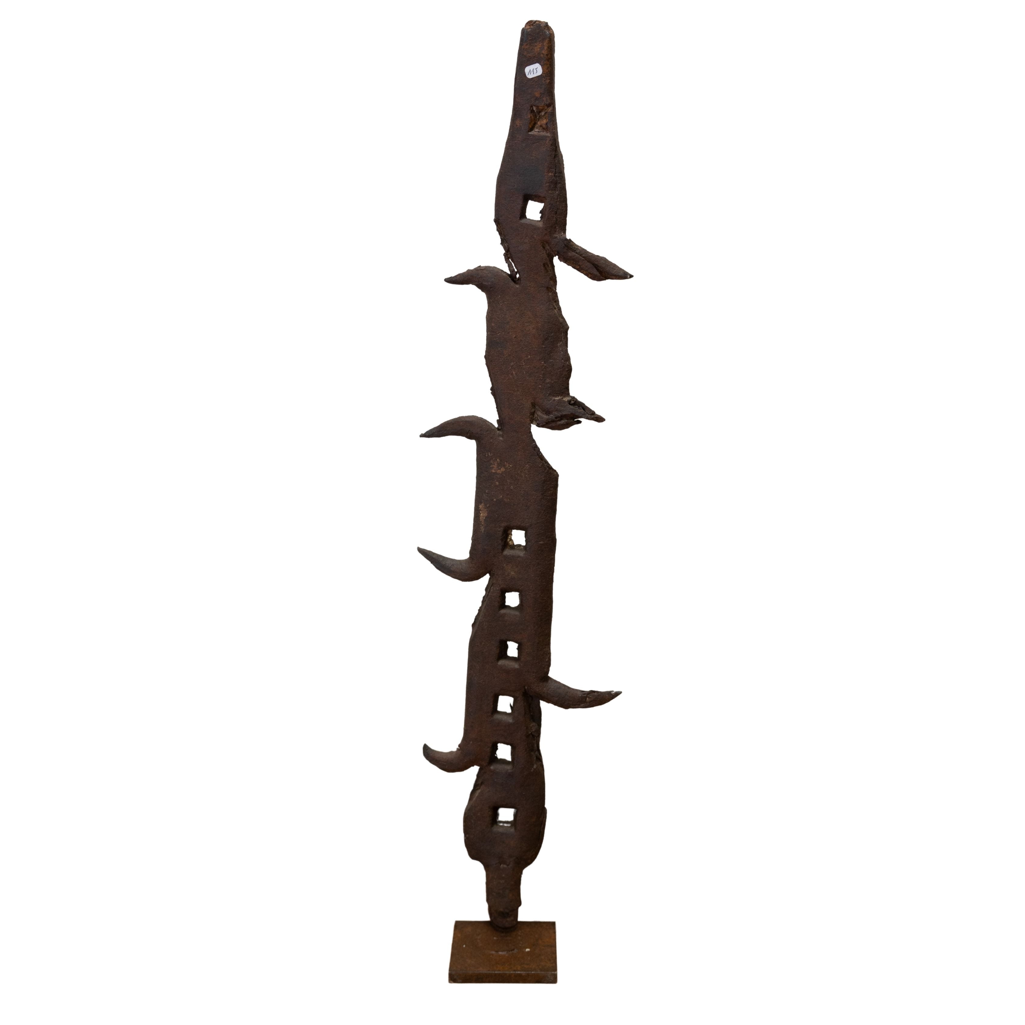 19th C Iron Window Guard on Stand Tall