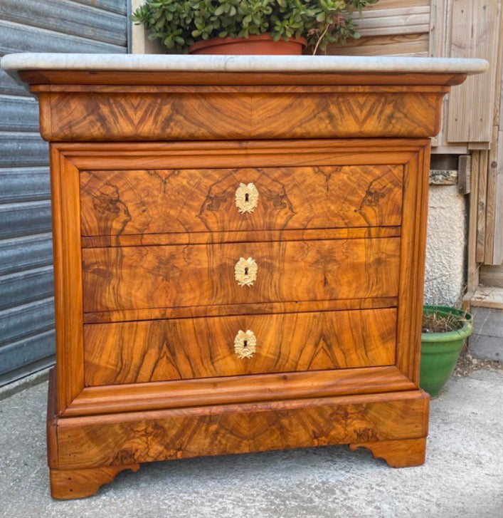 Commode LP Patinee Small Model white Marble 4 Drawers 3 Keyholes