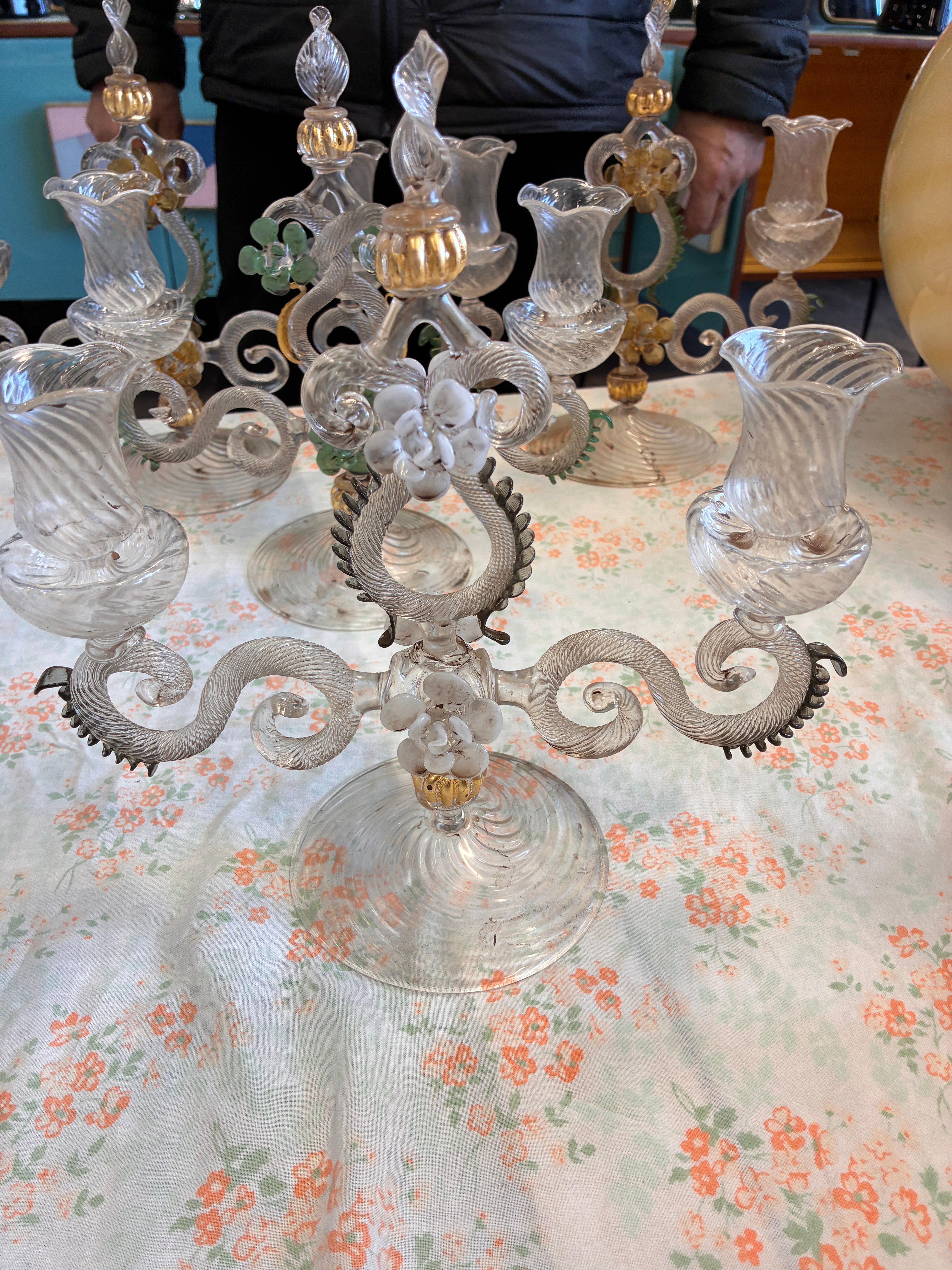 Pair of Vintage Murano Glass Candelabras