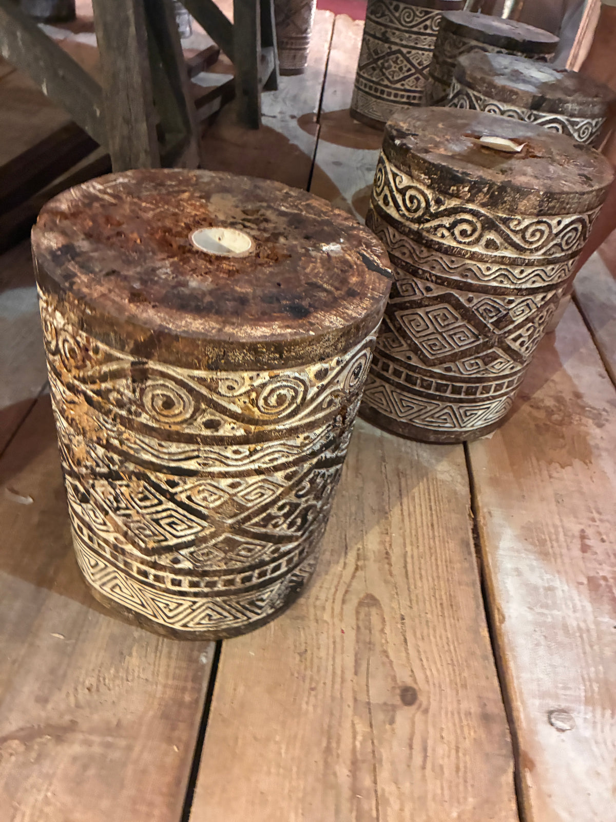 Stool Created from Vintage Fabric Bobbin