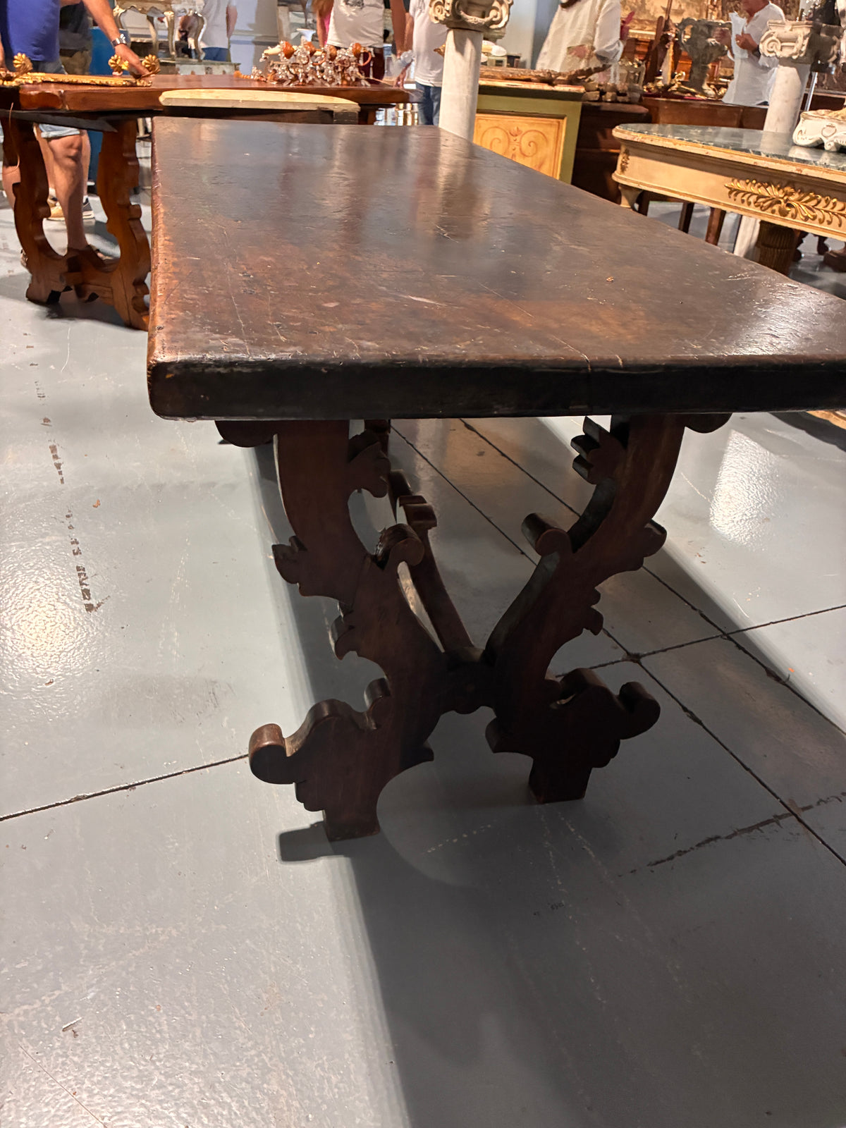 Tuscan Monastery Table with Carved Legs & Trestle